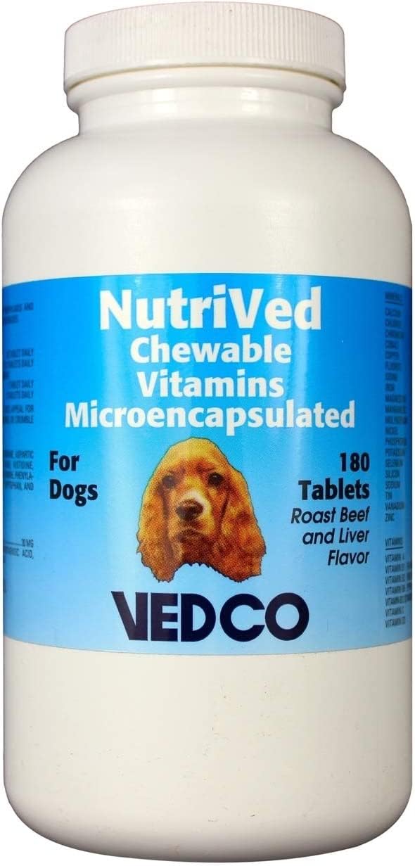 Vedco NutriVed Chewable Vitamins for Dogs - 180 Count Multivitamin Tablets for Joint Health, Skin & Coat Support - Tasty Daily Supplement for Small, Medium & Large Breeds - Perfect for Active Dogs & Senior Pets