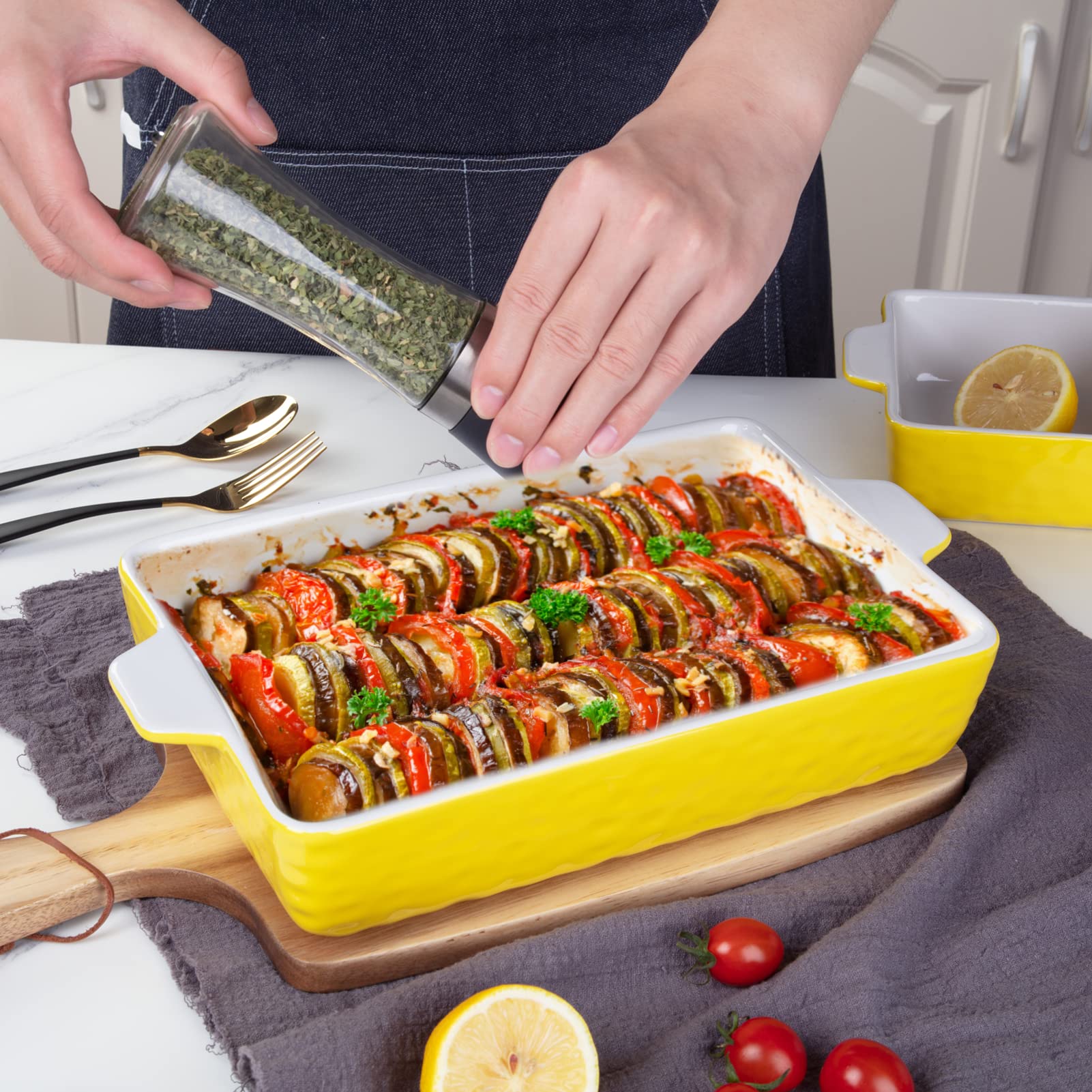 Cibeat 3-Piece Ceramic Bakeware Set - Rectangular Baking Pans for Cake, Lasagna & Casserole (11.7