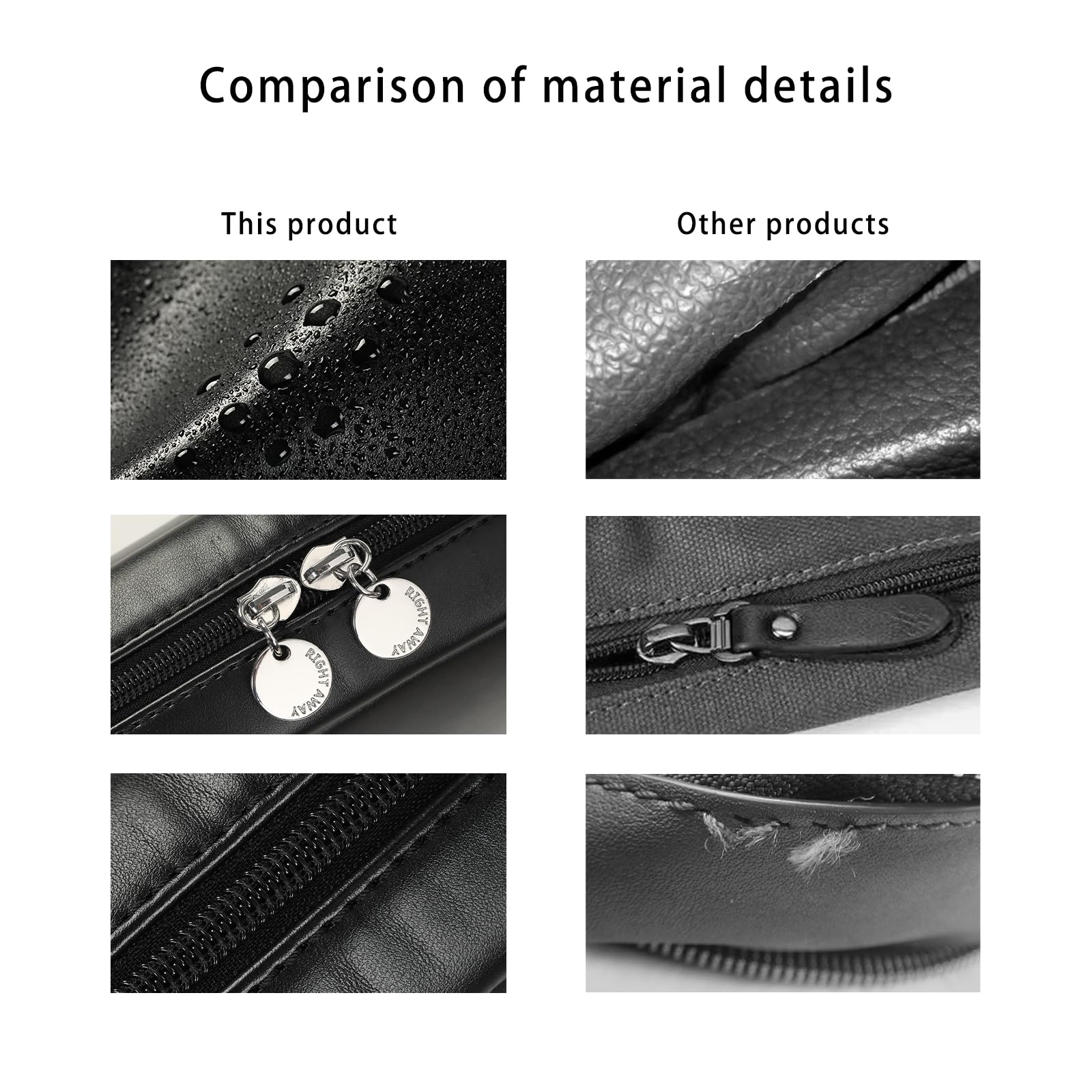 RIGHT AWAY Small Makeup Bag for Women | Cute Cosmetic Organizer & Travel Toiletry Bag | Waterproof Leather Case with Gold Zipper | Perfect for Daily Use, Travel, and Gift Giving (Black)