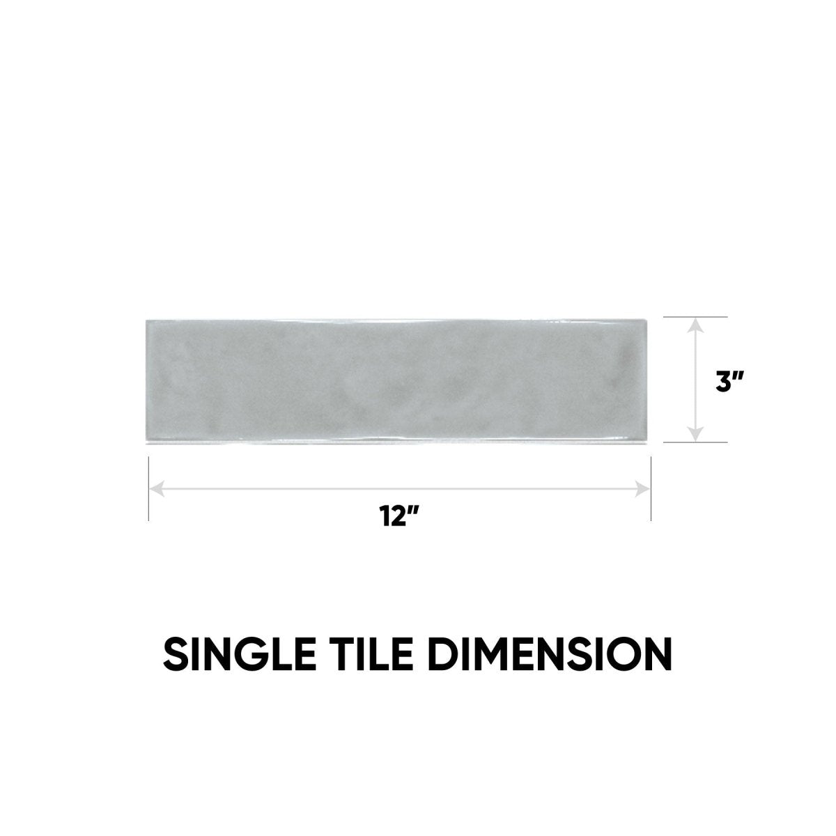 3 x 12 Inch Marlow Smoke Glossy Pressed Glazed Ceramic Wall Tile - Perfect for Kitchen Backsplash, Bathroom Walls, and Fireplace Surrounds