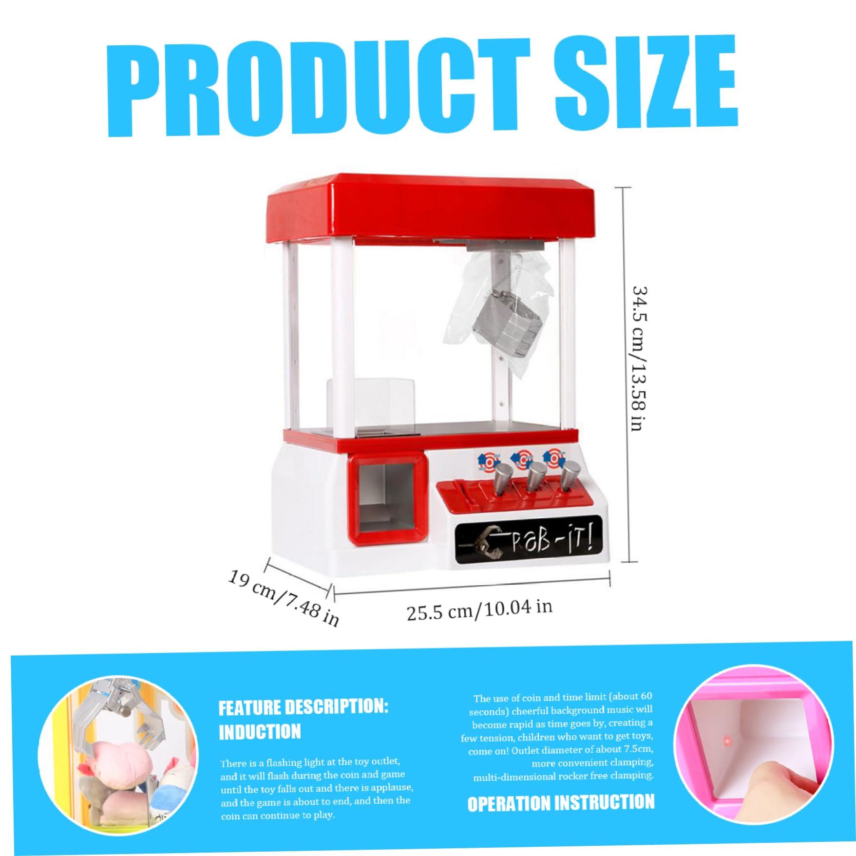 Kalastussaari Claw Machine for Kids - Mini Arcade Claw Game Toy - Fun Prize Grabber for Birthday Parties & Family Game Nights