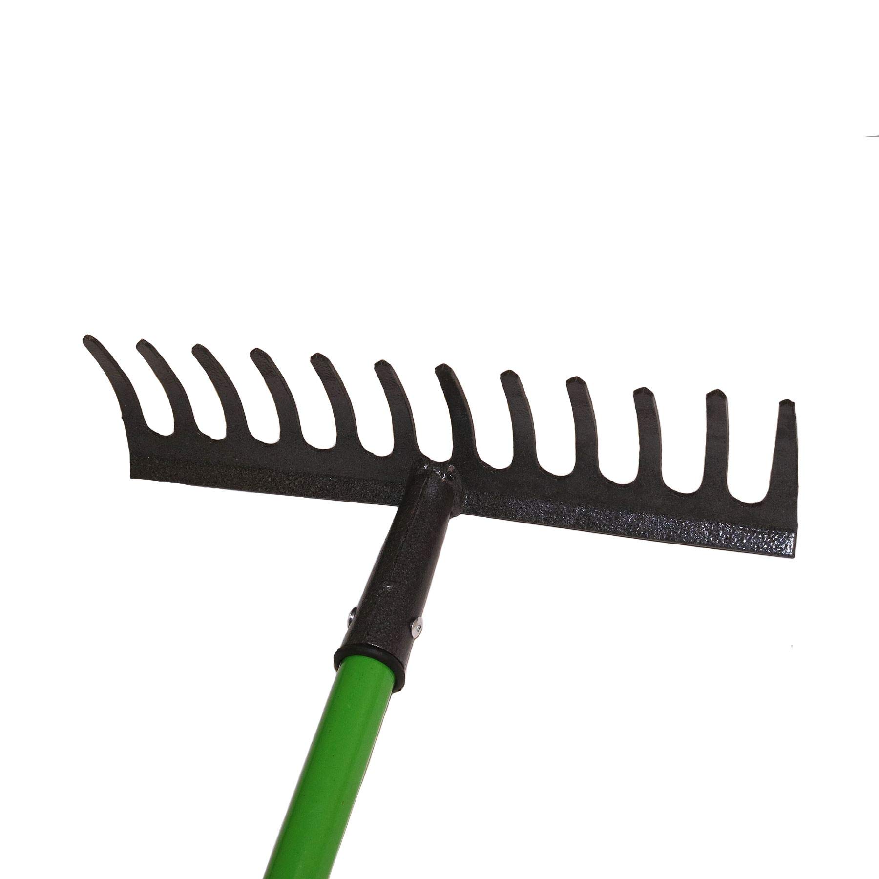 AB Tools 12-Tine Carbon Steel Leaf Rake with Comfortable Rubber Grip - Heavy Duty Garden Rake for Yard Work, Lawn Cleaning, and Leaf Collection (Model GAR02)