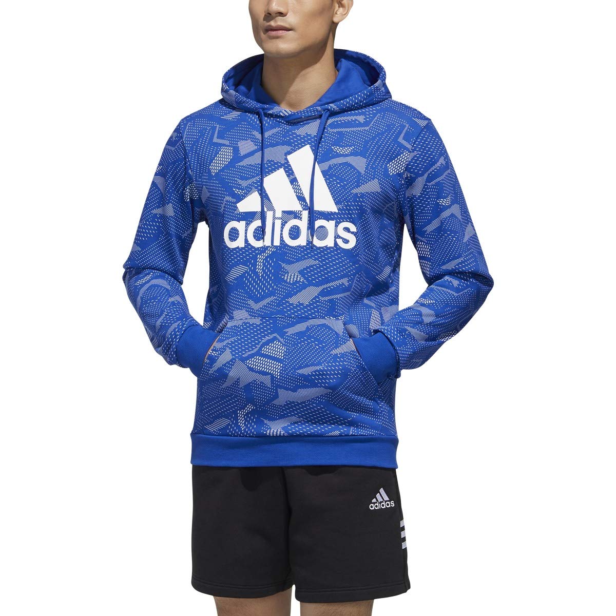 Adidas Men's Essentials All Over Print Hoodie - Comfortable & Stylish Pullover for Casual Wear, Gym, and Outdoor Activities