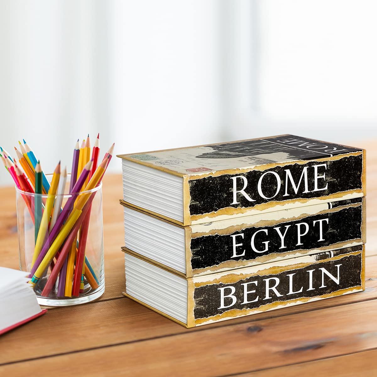 Hidden Book Safe with Key Lock - Secret Diversion Storage Box for Cash, Jewelry & Valuables - 9.5x6.2x2.2 Inch Fake Book Decor - Perfect for Home Security, Travel & Emergency Hideouts (Egyptian Design)