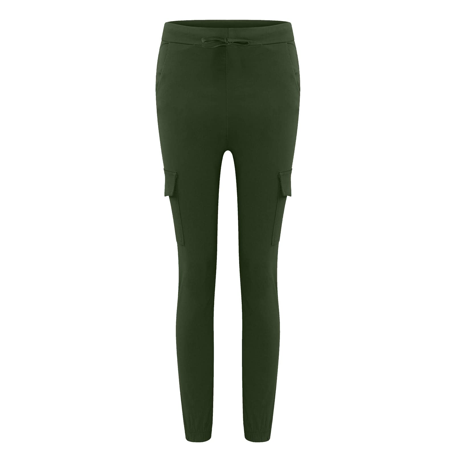 **Women's Plus Size Military Cargo Joggers - Stretch High Waist Straight Leg Pants - Relaxed-Fit Outdoor Capris for Hiking, Travel & Casual Wear**