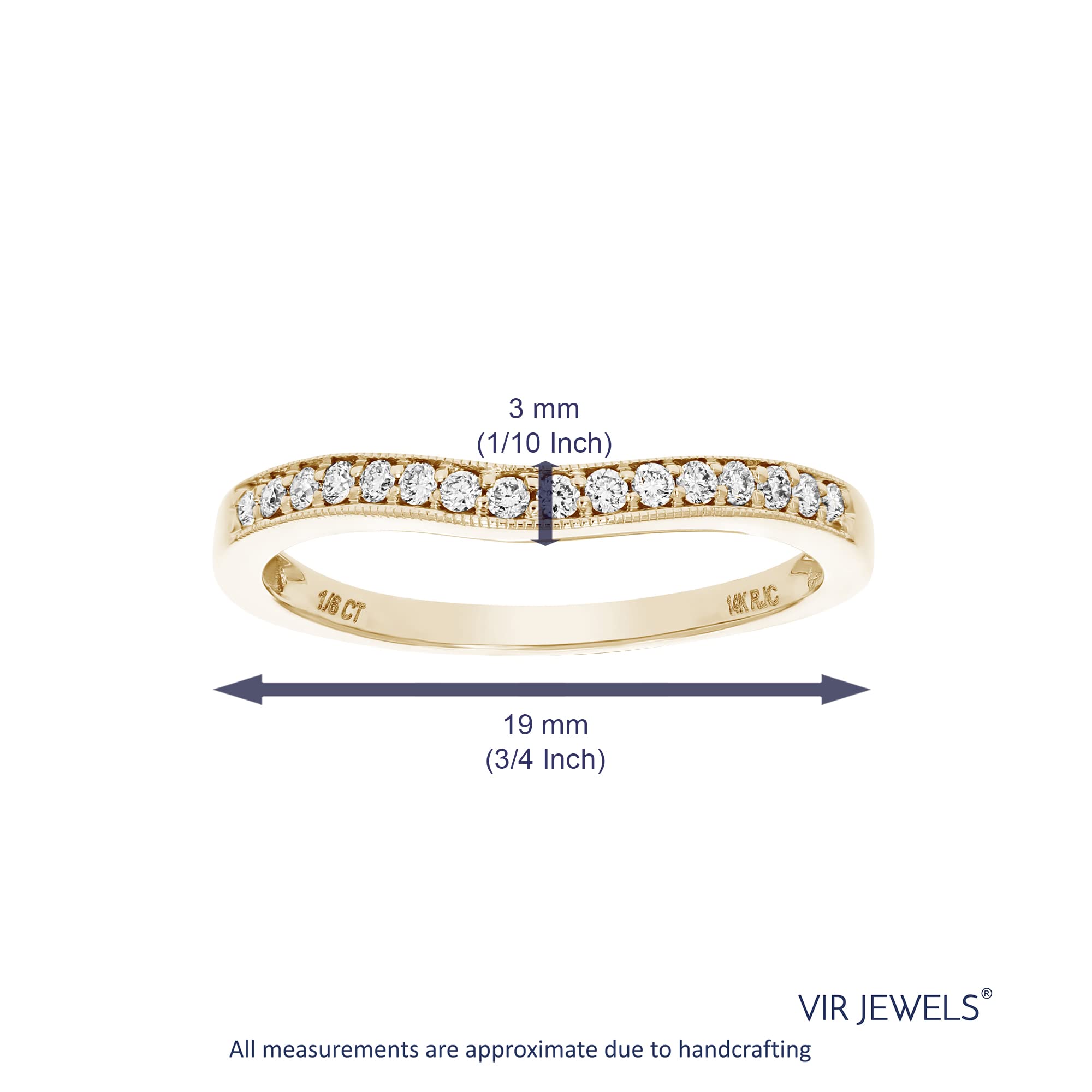 0.16 cttw to 0.50 cttw Diamond Wedding Band for Women - 14K Gold Contour Wave Round Diamond Engagement Ring, Prong Set (Size 4.5-10) | Perfect for Anniversary Gifts, Bridal Jewelry & Special Occasions