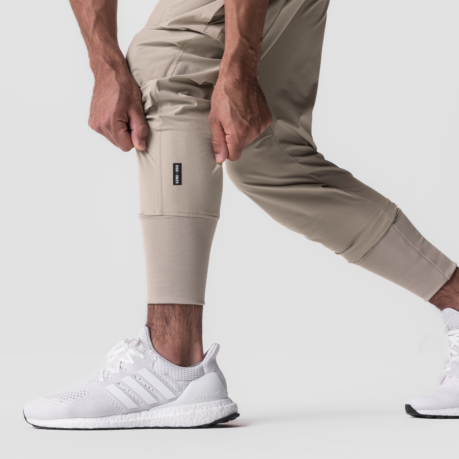 Tetra Lite® Cargo High Rib Jogger Pants for Men - Comfortable Beige Casual Joggers for Workout, Running & Everyday Wear
