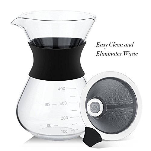 Yosoo 400ml Manual Drip Coffee Maker with Stainless Steel Filter for Home Brewing