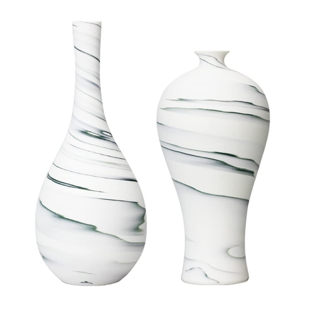 YYDS Ceramic Vase Set - 2 Piece Modern Farmhouse Flower Vases for Home Decor, Desktop Ornaments, Living Room Centerpiece | Perfect for Floral Arrangements, Wedding Decor & Farmhouse Style Interior Design