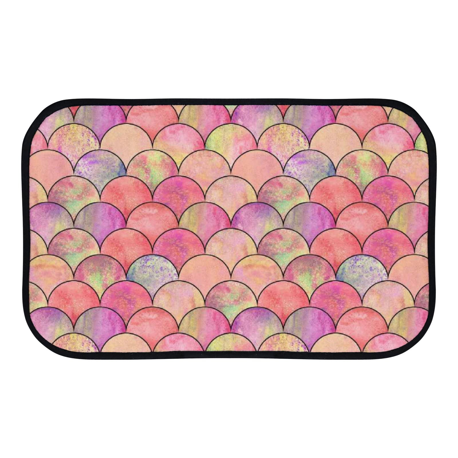 Soft Foam Area Rugs with Colorful Mermaid Scale Texture - Washable Non-Slip Kitchen & Bath Mat for Home Decor - Indoor/Outdoor Use (36x24 Inches) - Perfect for Bathrooms, Kitchens, Dorms, and Nursery Play Areas