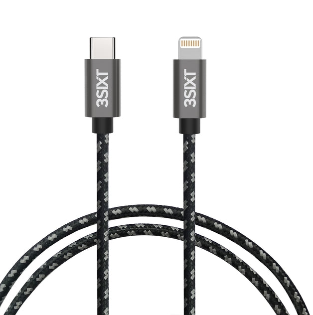 3sixT Premium USB C to Lightning Cable 2m (6.6ft) - Fast Charging & Data Sync for iPhone, iPad - Durable Nylon Braided for Home, Office & Travel