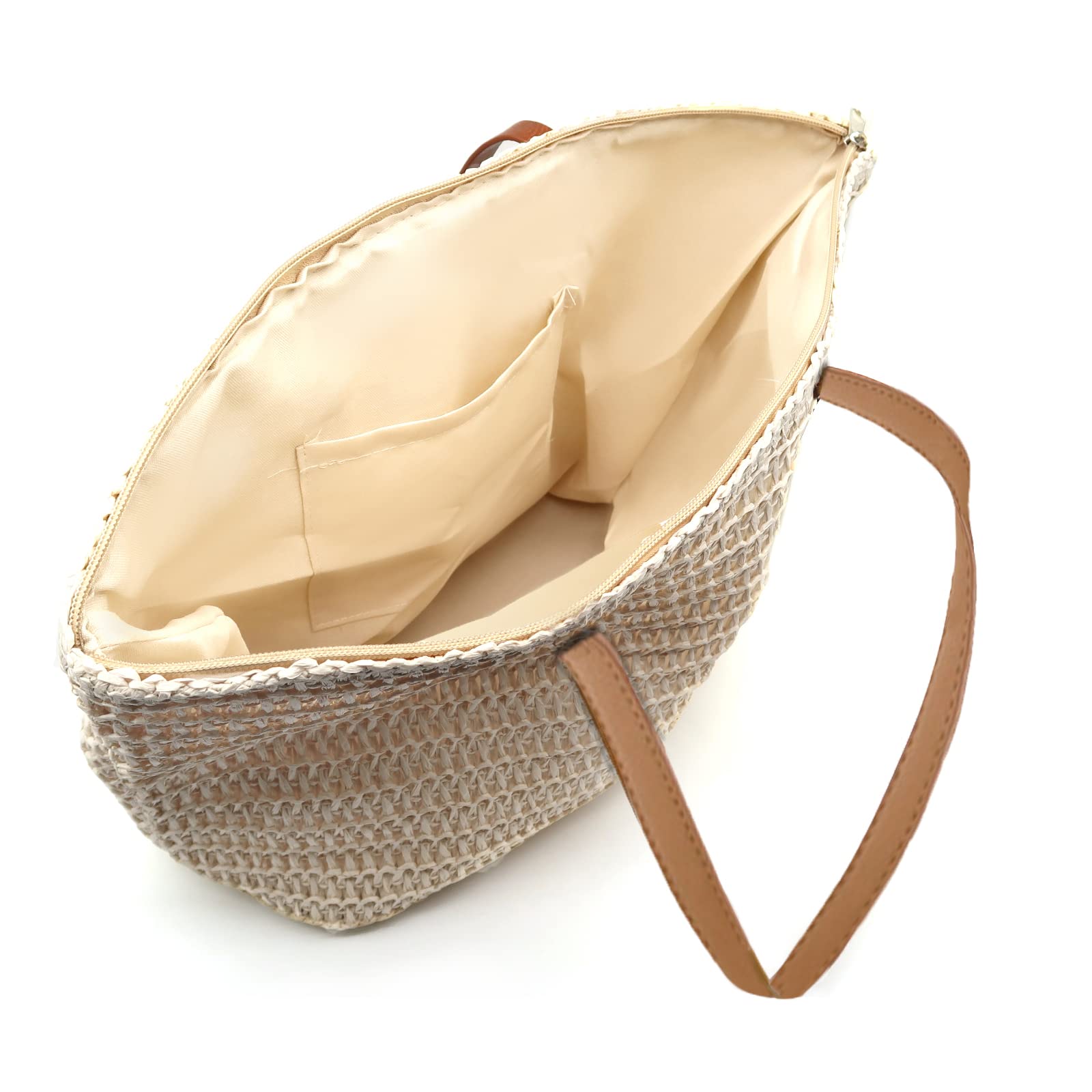 Stylish Woven Straw Beach Tote Bag for Women - Large Summer Vacation Shoulder Handbag | Perfect for Beach Trips, Poolside Lounging & Tropical Getaways