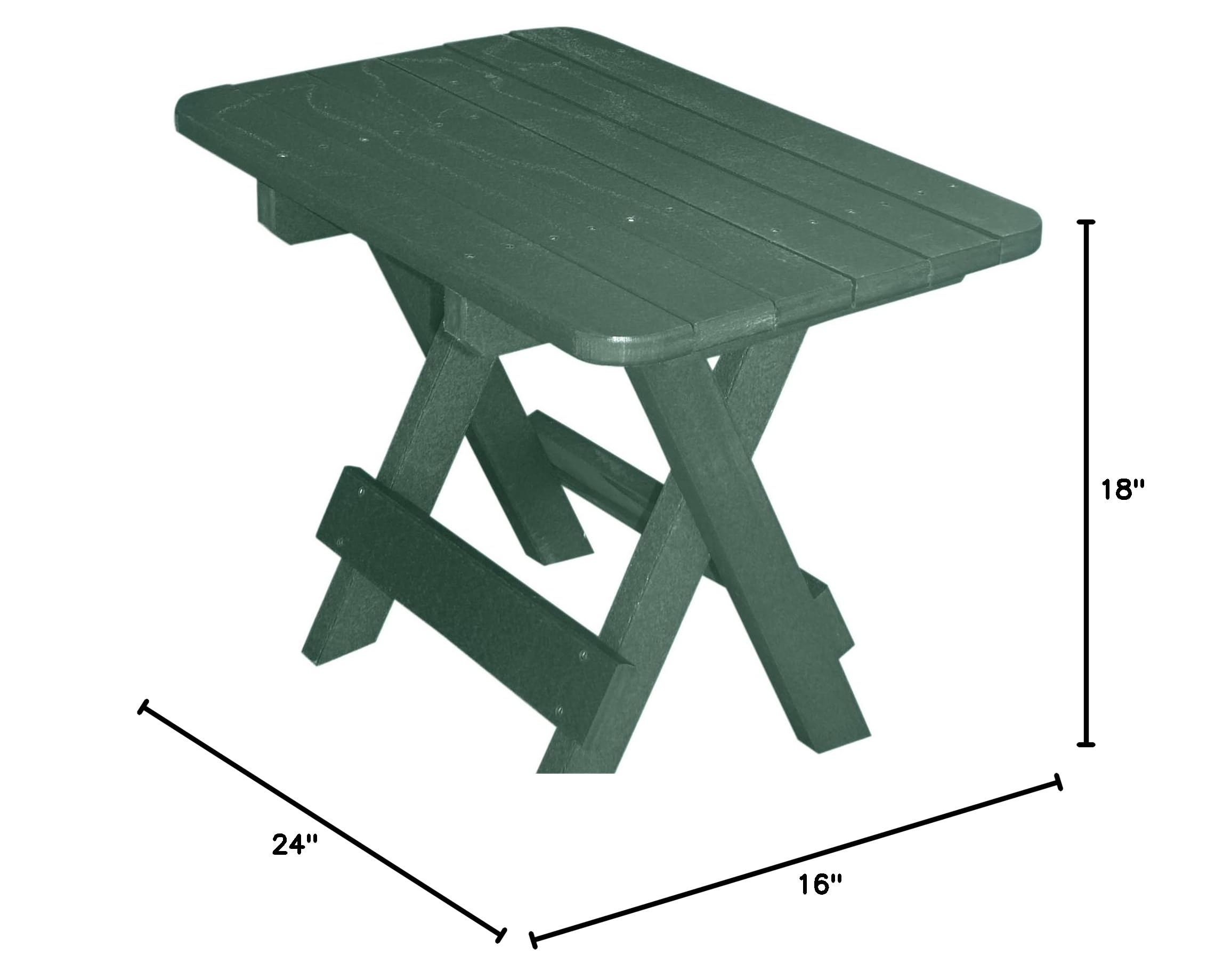 Phat Tommy Folding Outdoor Patio Side Table - Weatherproof Poly Adirondack End Table for Garden, Deck, Balcony - Perfect for Drinks, Books & Outdoor Relaxation (Green)