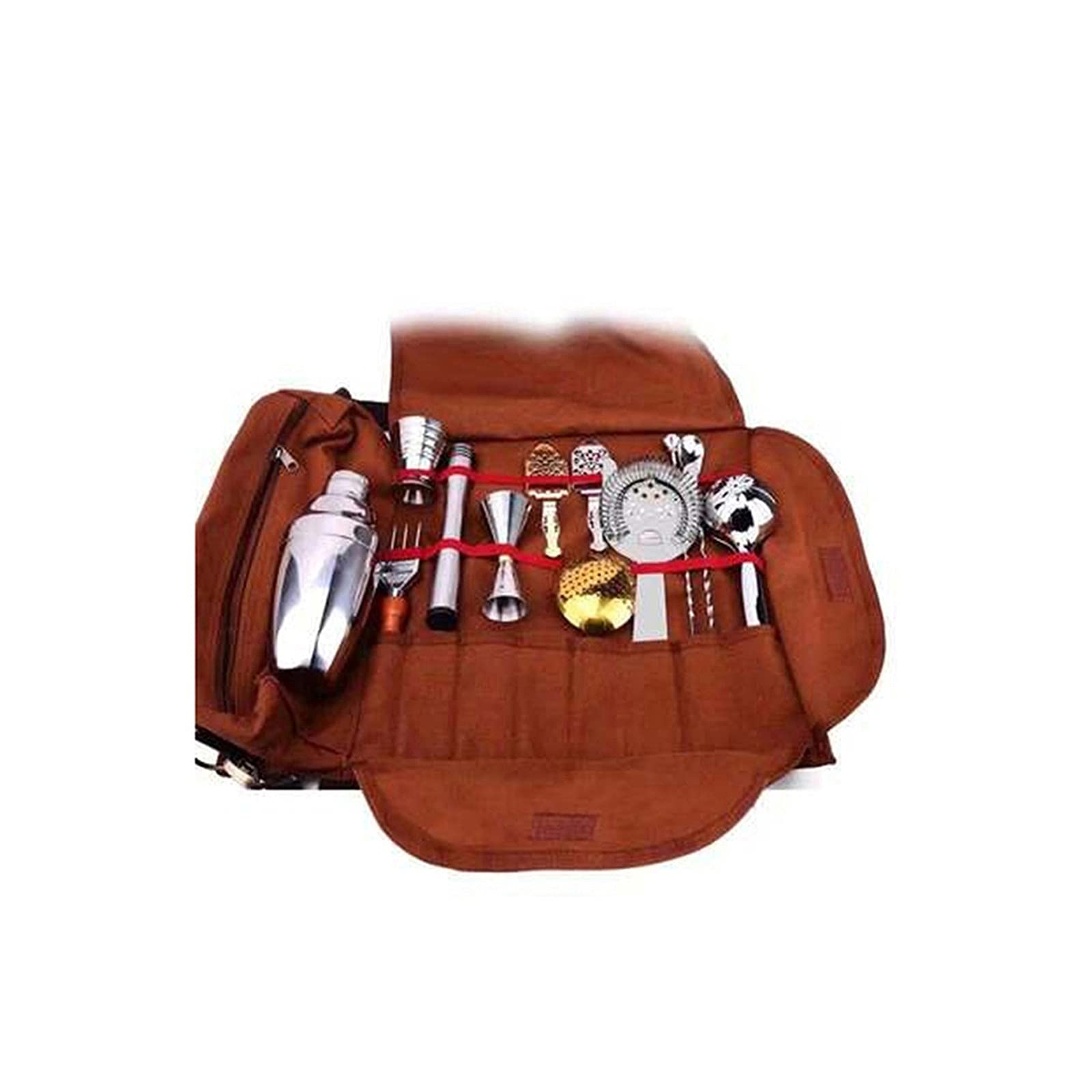 WWFZS Bartender's Bag - Premium Travel Bartender Kit with Roll-Up Design, Portable Bar Case for Cocktail Mixing On-The-Go | Perfect for Home Bars, Outdoor Parties & Professional Bartenders