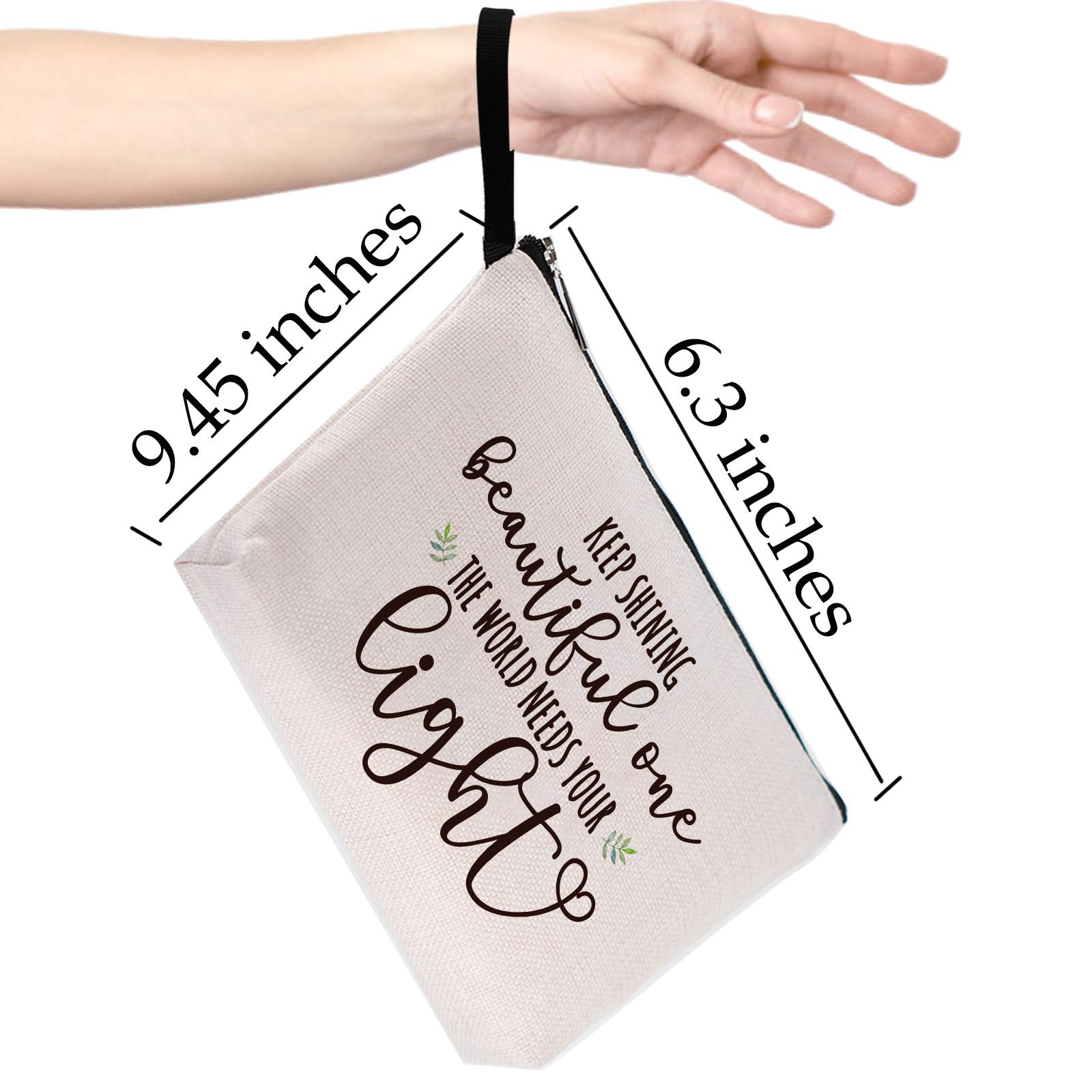 Hanamiya Na Inspirational Gifts for Women - Personalized Motivational Makeup Bag - Keep Shining Beautiful One The World Needs Your Light - Perfect Birthday, Christmas & Graduation Gifts for Her - Great for Travel, Work & Daily Makeup Storage
