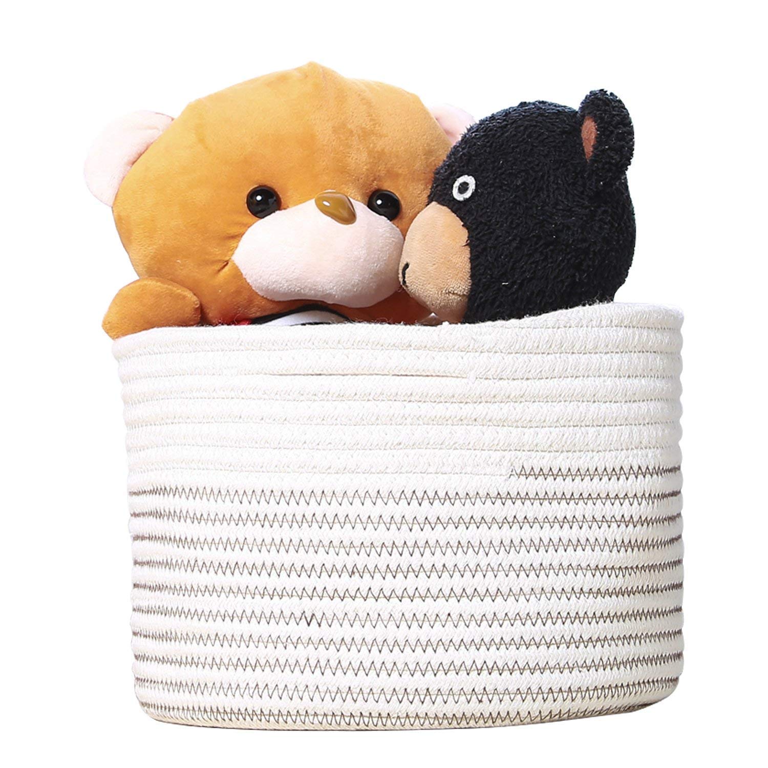 Goodpick Small Woven Storage Basket with Handles - Set of 2, Large Blanket Basket & Toy Organizer for Nursery, Living Room, and Bedroom Storage