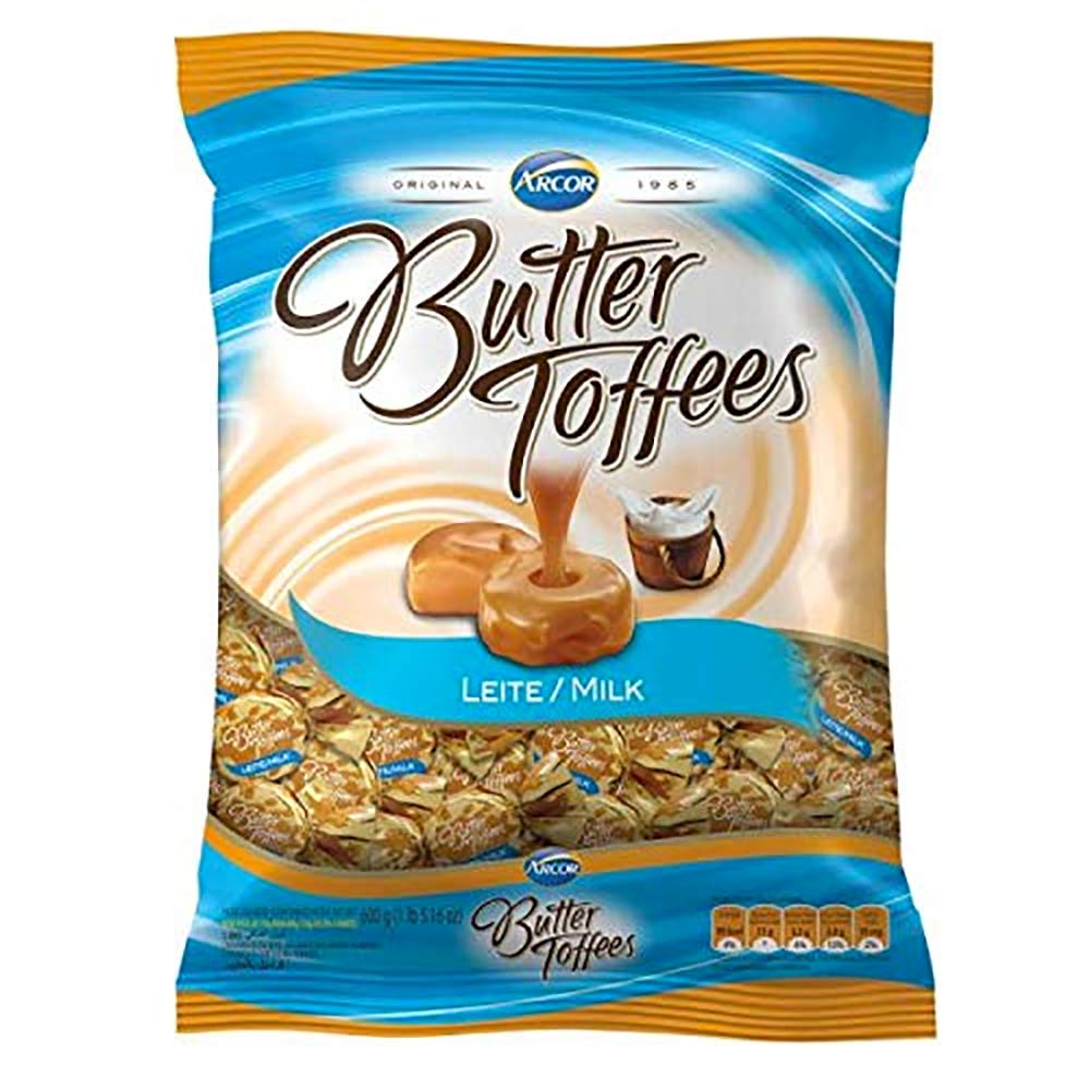 ARCOR Bala Butter Toffees Leite 825g (1.81 lbs) - Creamy Milk Caramel Flavor Toffee Candies - Perfect for Parties, Gifts & Sweet Cravings