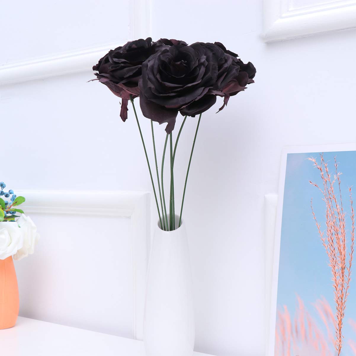 EXCEART Artificial Rose Bouquet with Stems - Realistic Fake Rose Flowers for Vases, Home Decor, Wedding, Bridal Party & Table Centerpieces - Long-Lasting Decorative Floral Arrangement