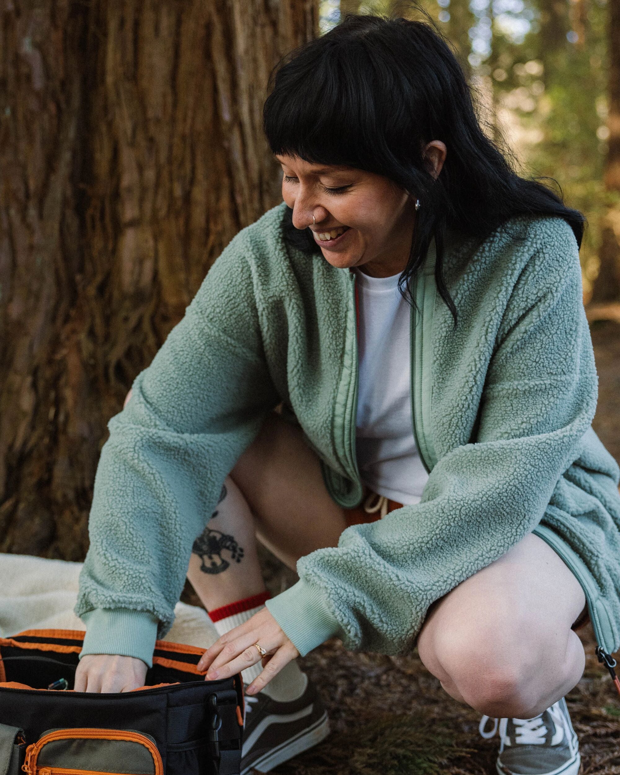 Lucia Recycled Sherpa Fleece Jacket - Eco-Friendly Warm Winter Coat for Women, Pistachio Green | Cozy Outerwear for Hiking, Camping & Casual Wear