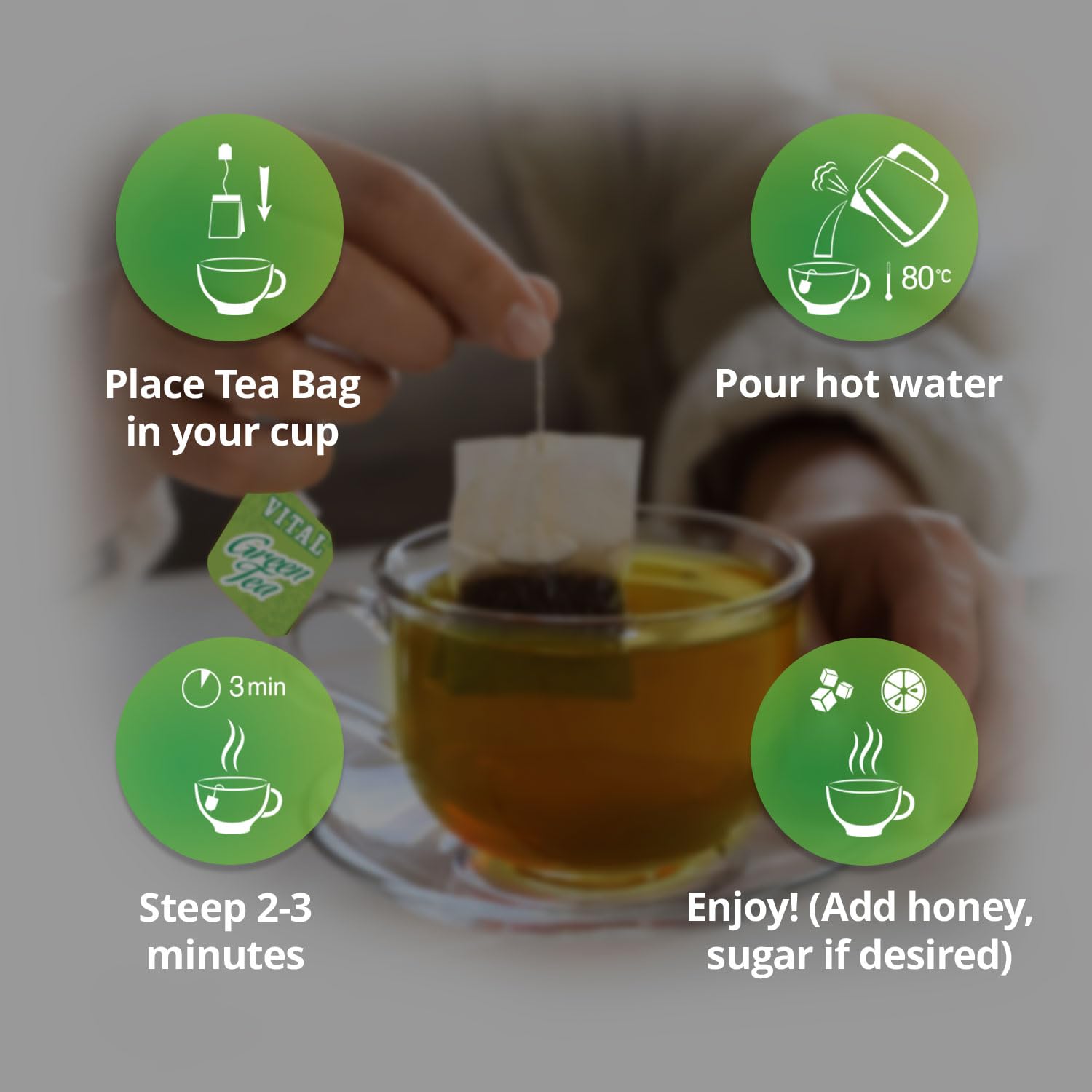 Premium Eastern Vital Natural Green Tea - 30 Tea Bags for Weight Loss & Detox | Organic Antioxidant Rich Tea for Daily Wellness & Relaxation