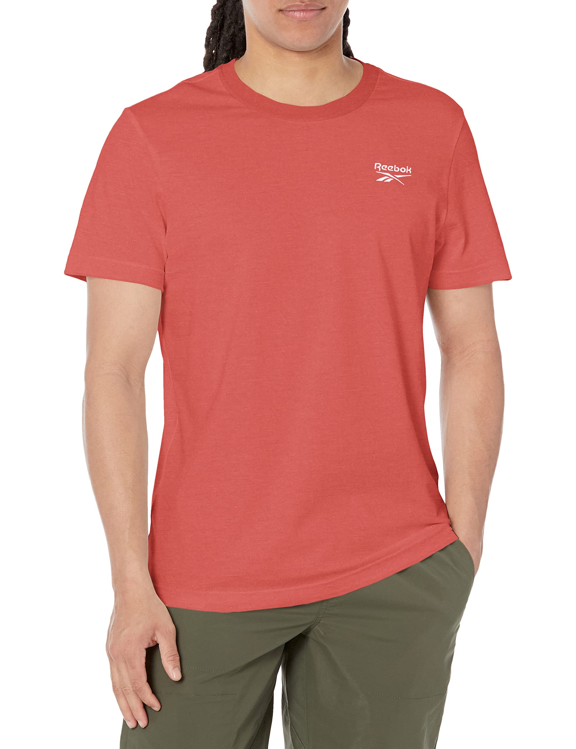 Reebok Men's Small Logo T-Shirt - Comfortable Cotton Casual Tee for Workout, Gym & Everyday Wear