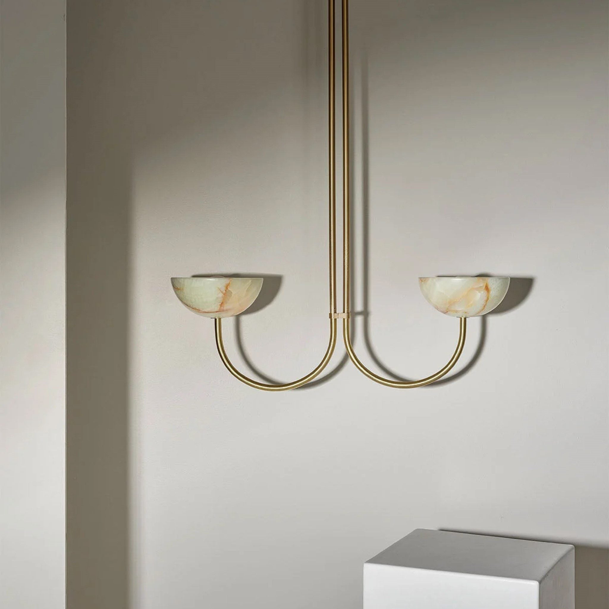 PRE ORDER MARZ DESIGNS Aurelia Double Pendant Light - Jade Onyx & Brass Finish | 2 Size Options | Perfect for Dining Room, Kitchen Island & Bedroom Lighting