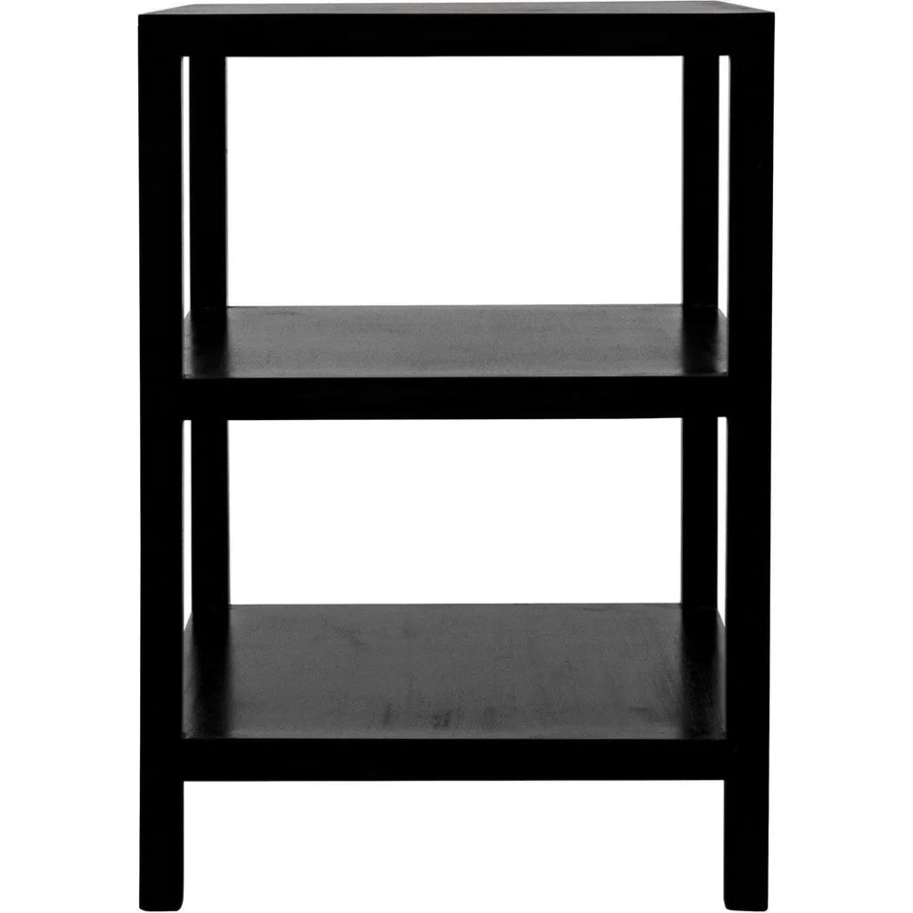 2-Tier Wooden Side Table - Black Rectangular End Table for Living Room, Bedroom & Office - Perfect for Holding Lamps, Books & Decor