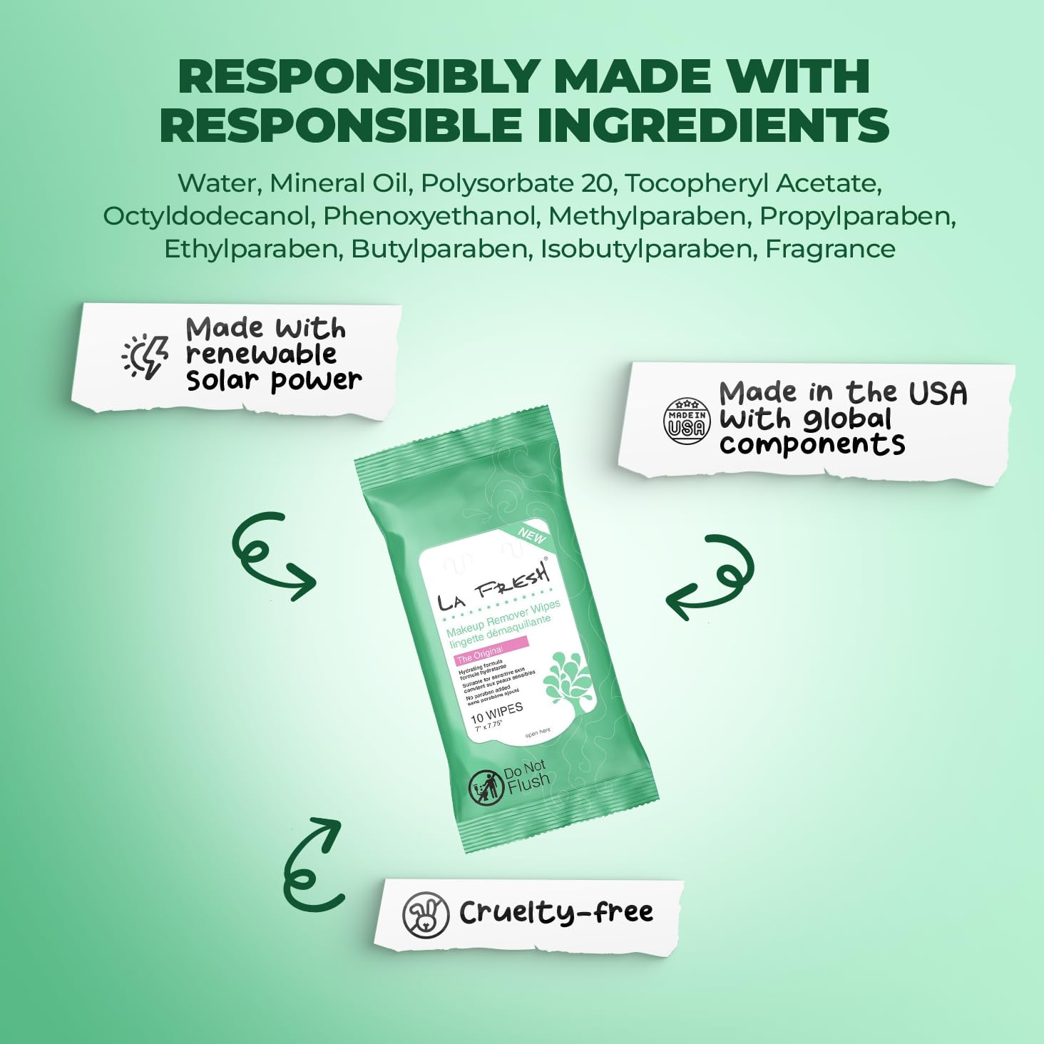 LA Fresh Makeup Remover Wipes with Vitamin E - Gentle Cleansing Facial Wipes for Face, Eyes & Lips - Hypoallergenic, Travel-Friendly Pack of 3 (30 Count) - Perfect for Travel, Gym & Daily Skincare Routine