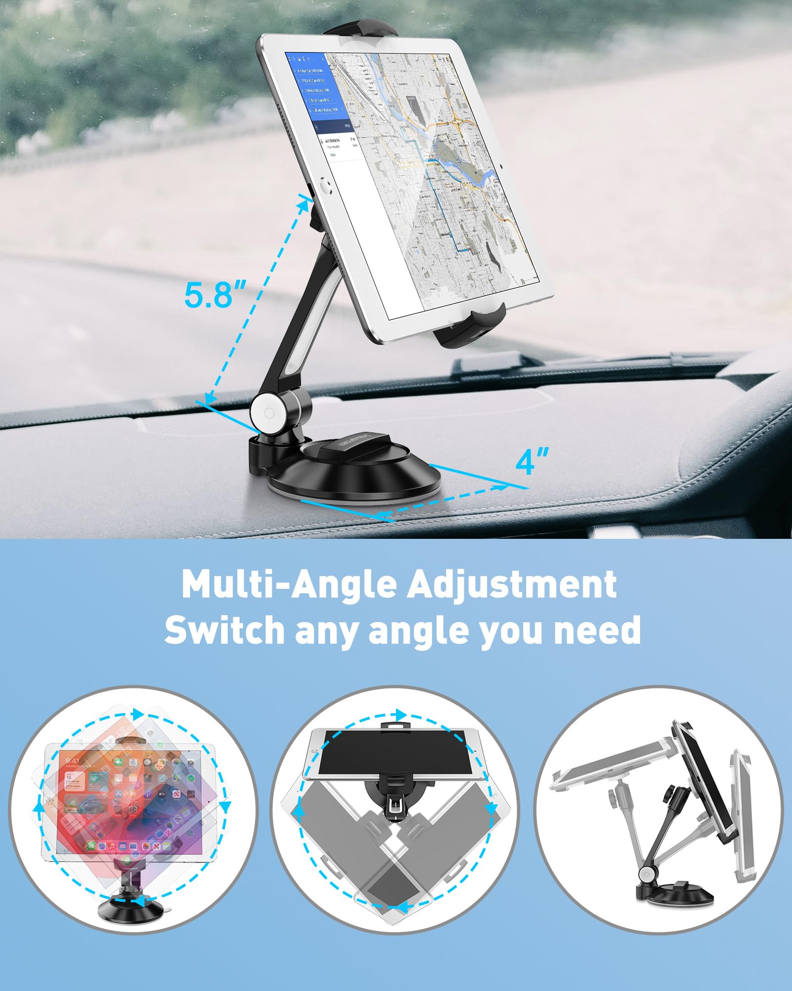 AboveTEK Universal Suction Cup Mount for iPad, Tablet & Phone (4