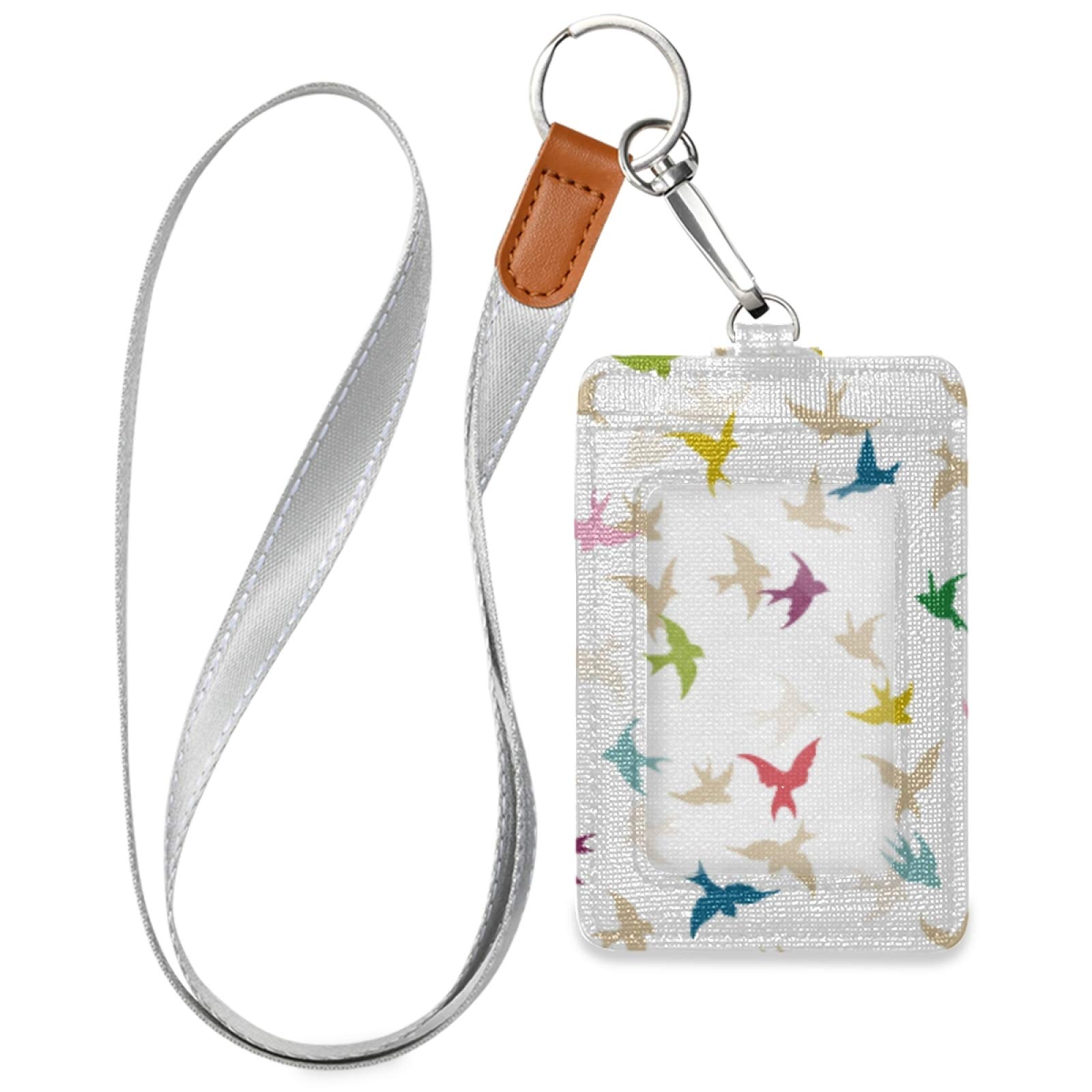 Tarity Vertical Leather ID Badge Holder with Detachable Neck Lanyard - 1 Clear Plastic Window & 2 Card Slots - Professional Name Tag Holder for Office, School, and Staff - Perfect for Workplace Security, Campus Events, and Corporate Identification