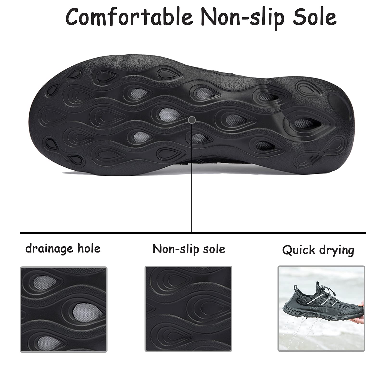 Men's Quick Dry Water Shoes - Lightweight Slip-On Athletic Water Sport Walking Shoes for Beach, Pool, and Outdoor Adventures