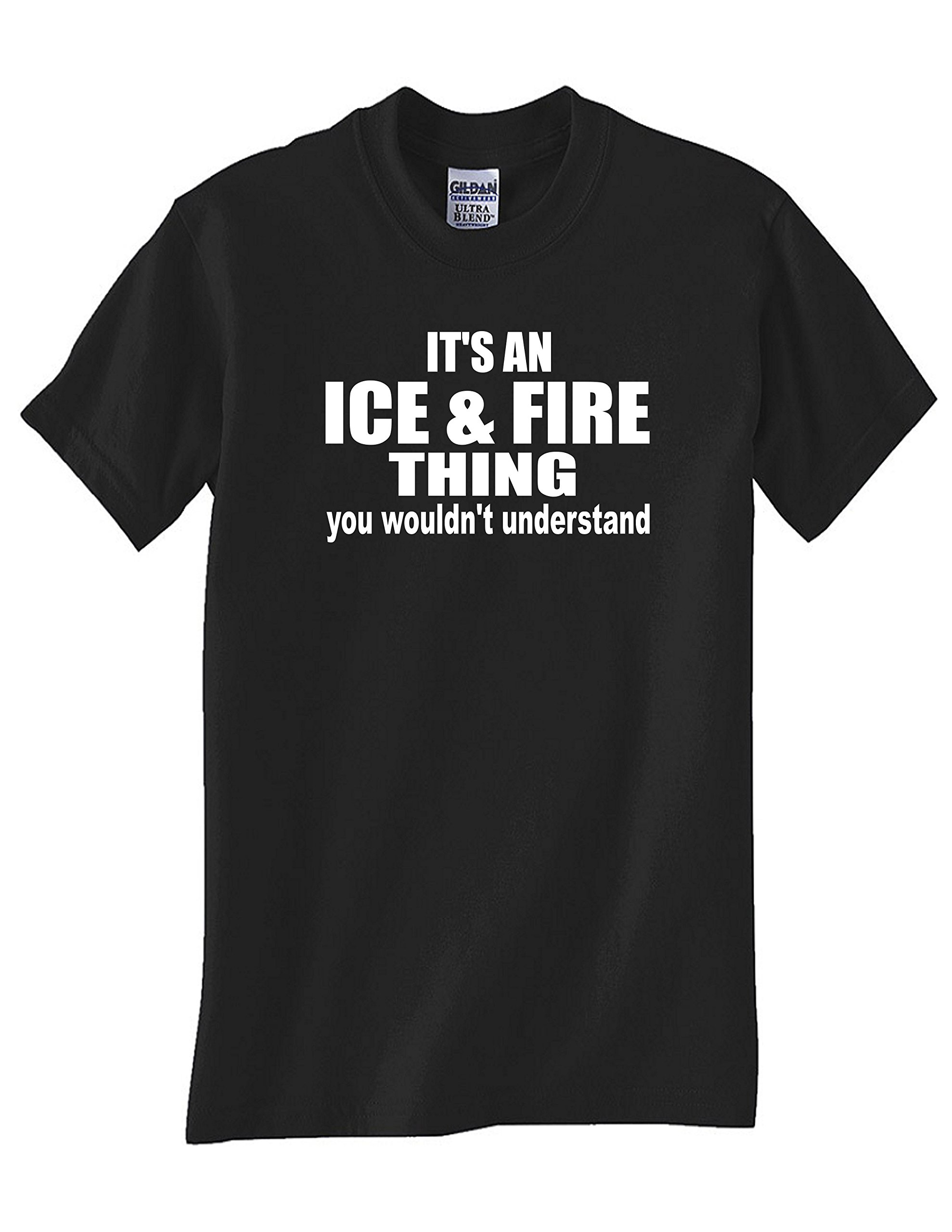 STUFF WITH ATTITUDE Ice & Fire Graphic Black T-Shirt for Men - Cool Casual Tee for Streetwear, Gaming, and Concert Outfits