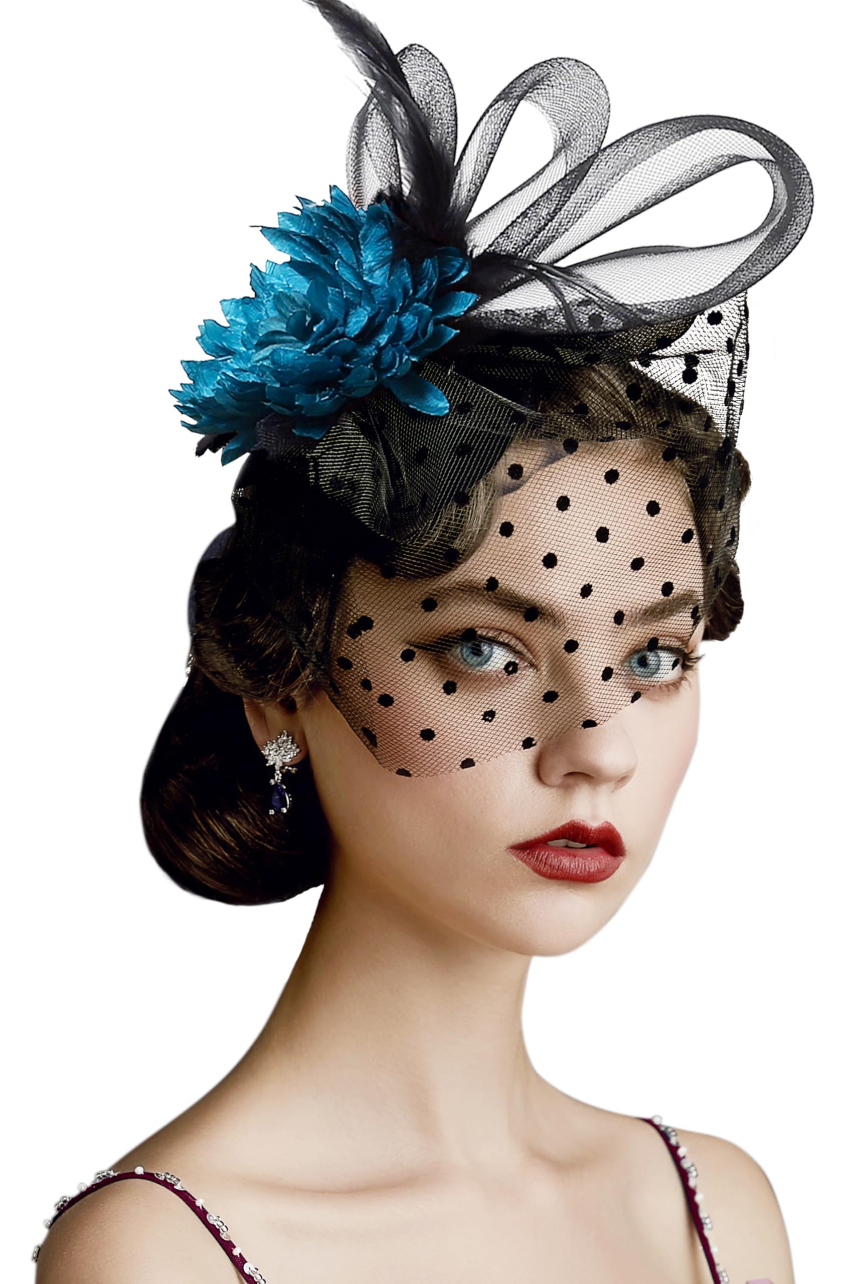 Elegant Women's Fascinator Hats with Feathers & Flowers - Derby Tea Party Hair Accessories for Weddings, Cocktail Parties & Kentucky Events | Perfect for Church, Races & Special Occasions
