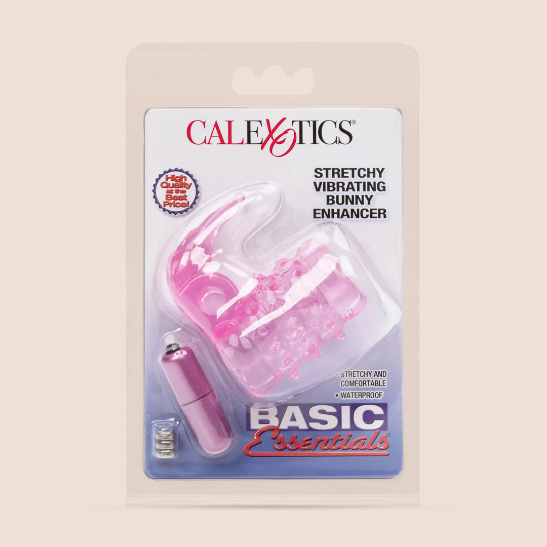 CalExotics Basic Essentials® Stretchy Vibrating Bunny Enhancer™ - Soft Silicone Vibrating Sleeve for Enhanced Pleasure | Perfect for Couples & Solo Play, Sensual Massage & Intimate Moments