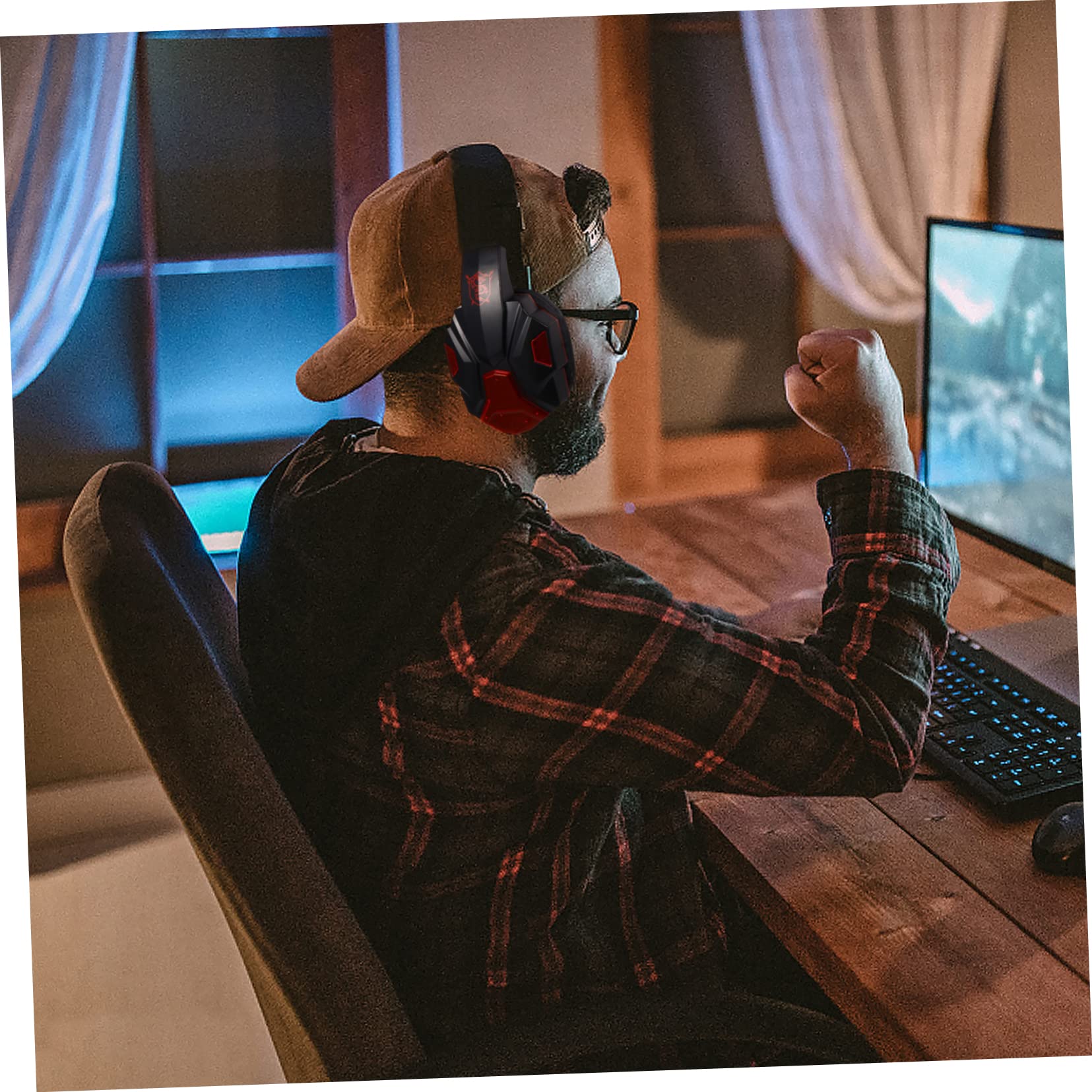 RORPOIR Wired Gaming Headset with Microphone - Over-Ear Noise Cancelling Headphones, Comfortable Protein Ear Cushions & Easy Volume Control - Perfect for PC, PS4, Xbox Gaming & Online Classes