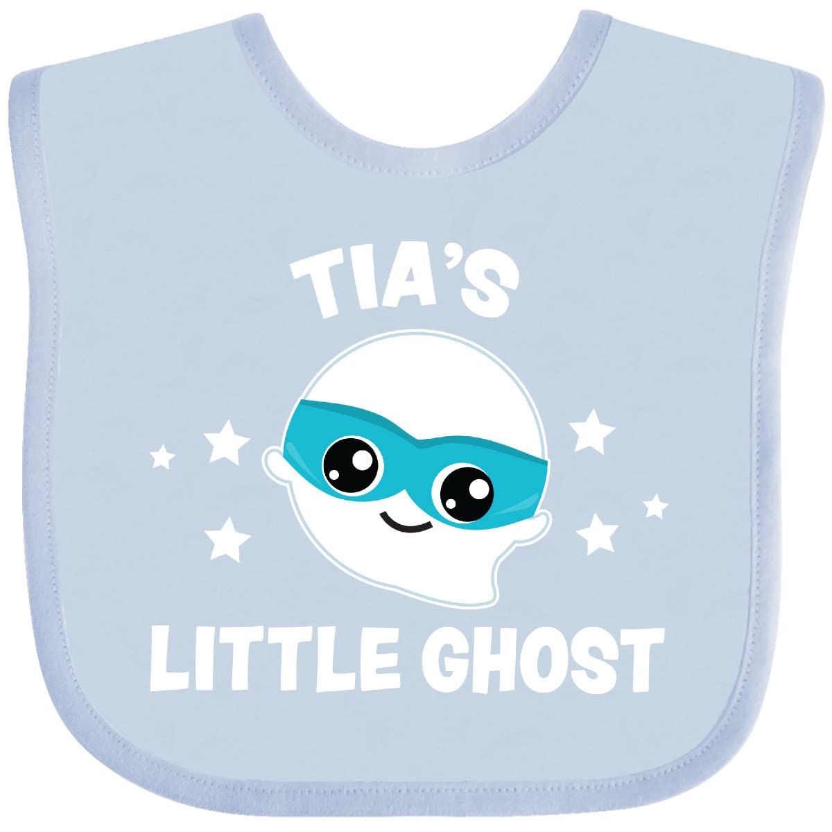 Inktastic Cute Tia's Little Ghost with Stars Baby Bib - Soft Cotton Drool Bib for Infants & Toddlers - Perfect for Feeding, Teething, and Everyday Use