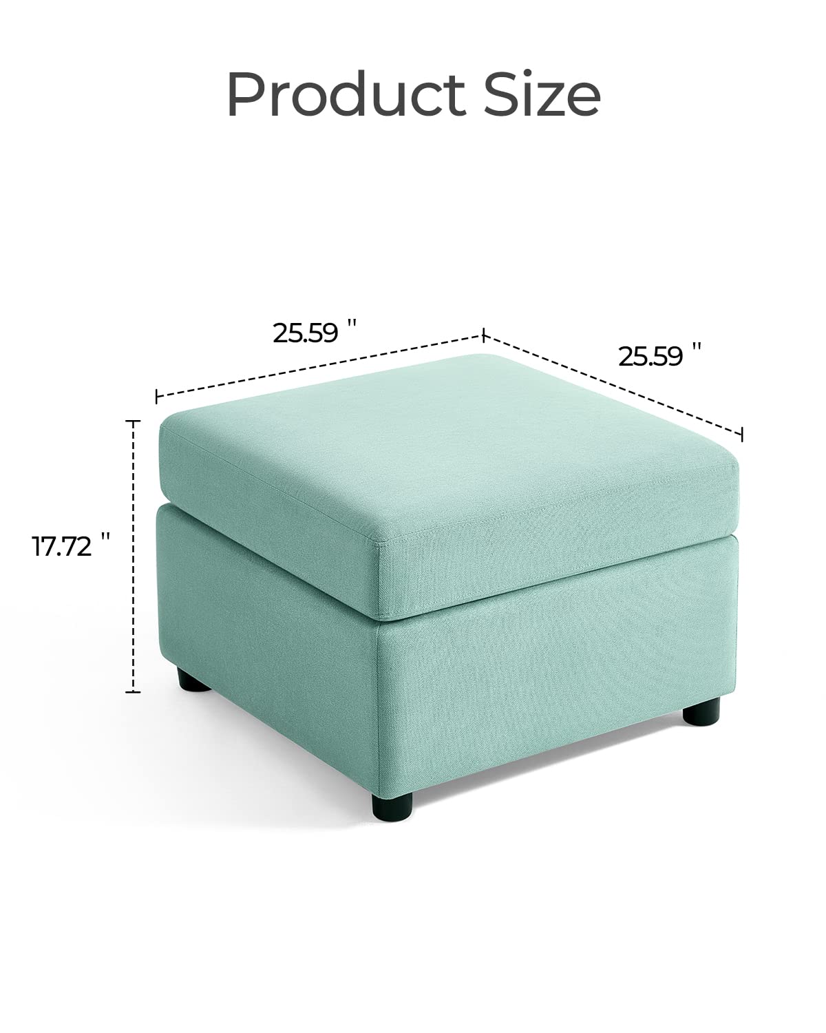 LINSY HOME Modular Sectional Sofa with Storage | Washable & Customizable Couch with Ottoman | Convertible Living Room Furniture for Small Spaces | Teal Blue Modern Sofa for Apartments and Home Theater