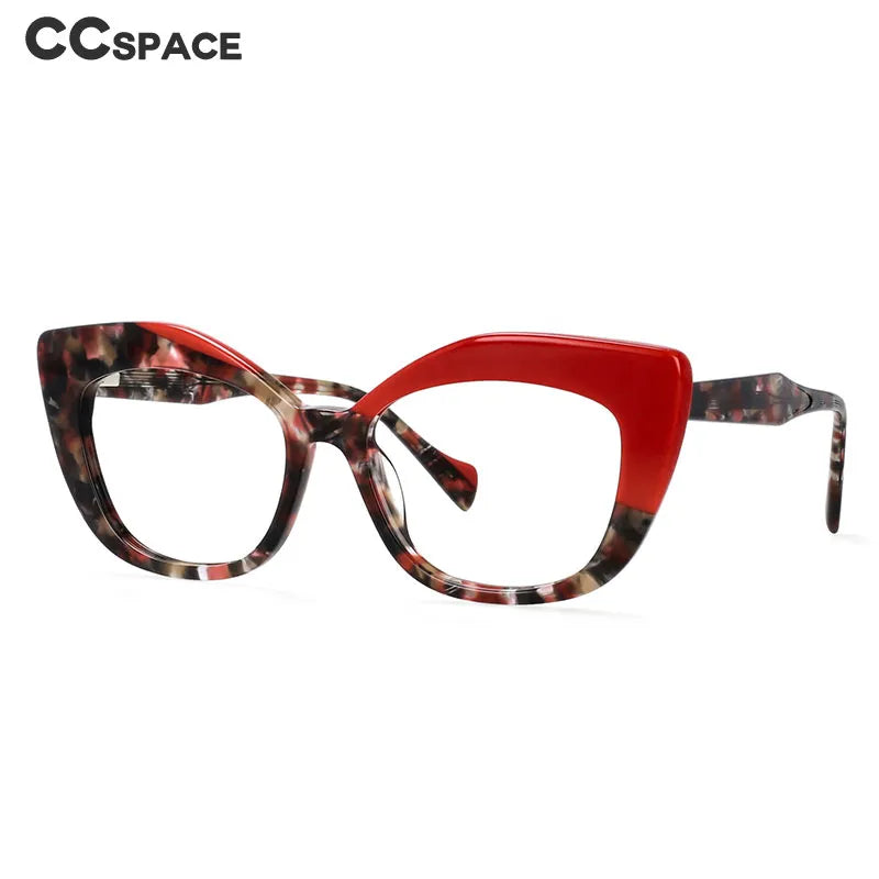 CCspace Women's Full Rim Square Cat Eye Acetate Reading Glasses R56960 - Fashionable & Lightweight for Reading, Working, and Daily Use
