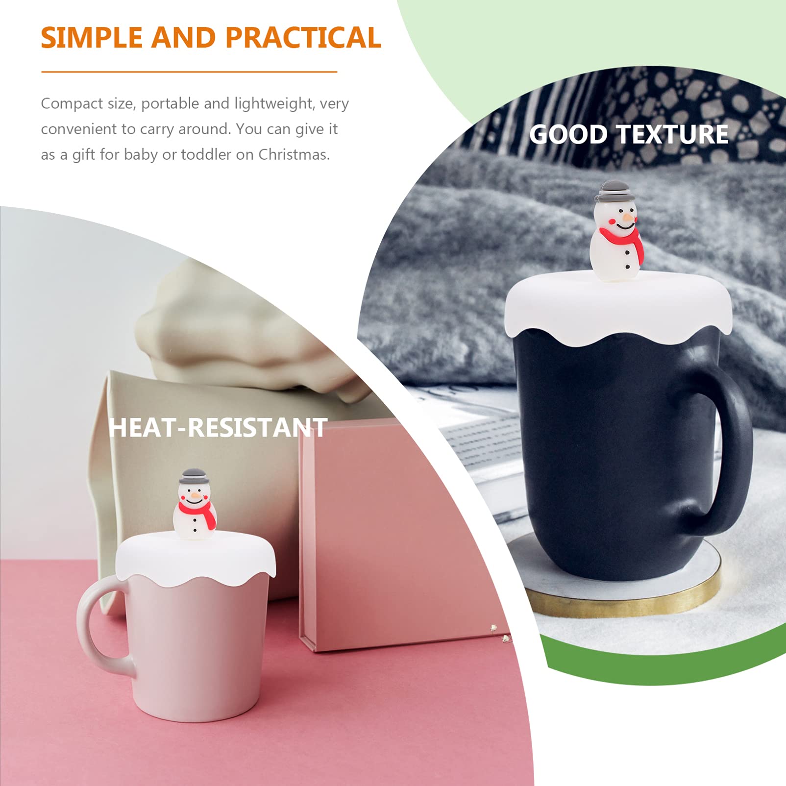 Hemoton 2-Pack Christmas Snowflake Silicone Cup Covers - Leakproof & Airtight Cartoon Mug Lids for Hot/Cold Drinks - Perfect for Holiday Parties, Coffee Shops & Home Use