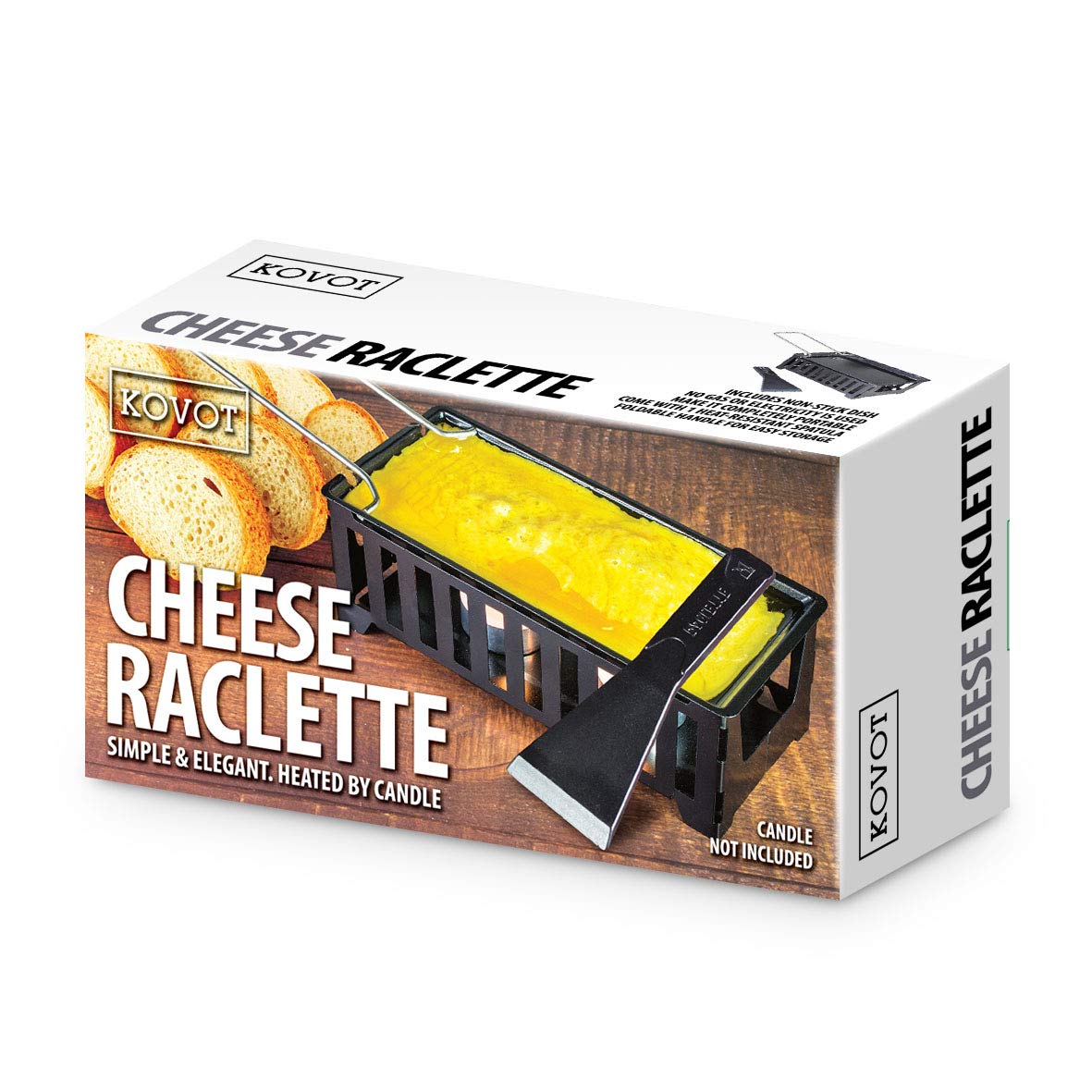 KOVOT Cheese Raclette Set - Electric or Tealight Melting Pot for Fondue, Raclette & Cheese Melting | Perfect for Dinner Parties, Family Gatherings & Romantic Date Nights