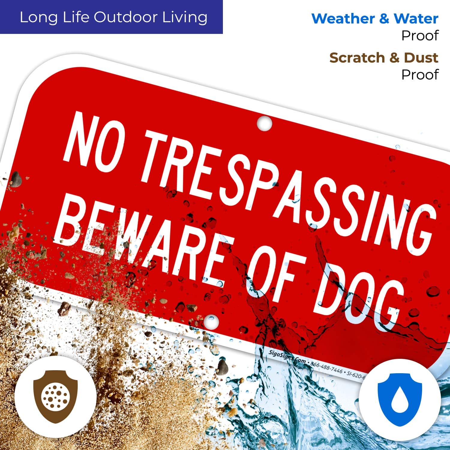 No Trespassing Beware of Dog Sign (2 Pack) - 6x12 Heavy Duty 0.40 Aluminum - UV Protected & Weatherproof - Indoor/Outdoor Use - Easy Mounting - Made in USA - Perfect for Home Security, Backyard Protection & Property Warning Signs