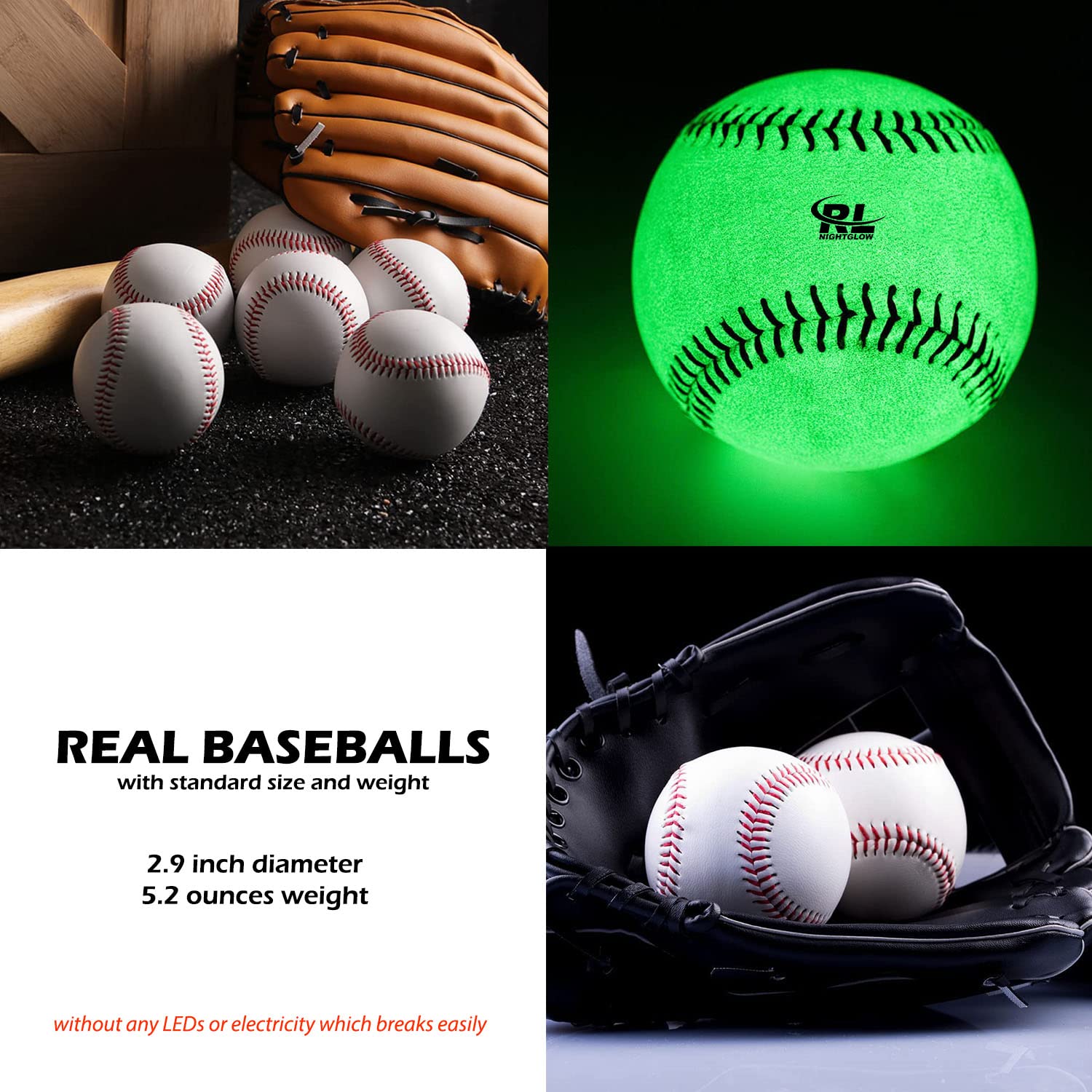 Glow in The Dark Baseball for Night Games - Light Up Baseball for Kids, Adults & Fans - Perfect for Backyard Play, Training & Gifts