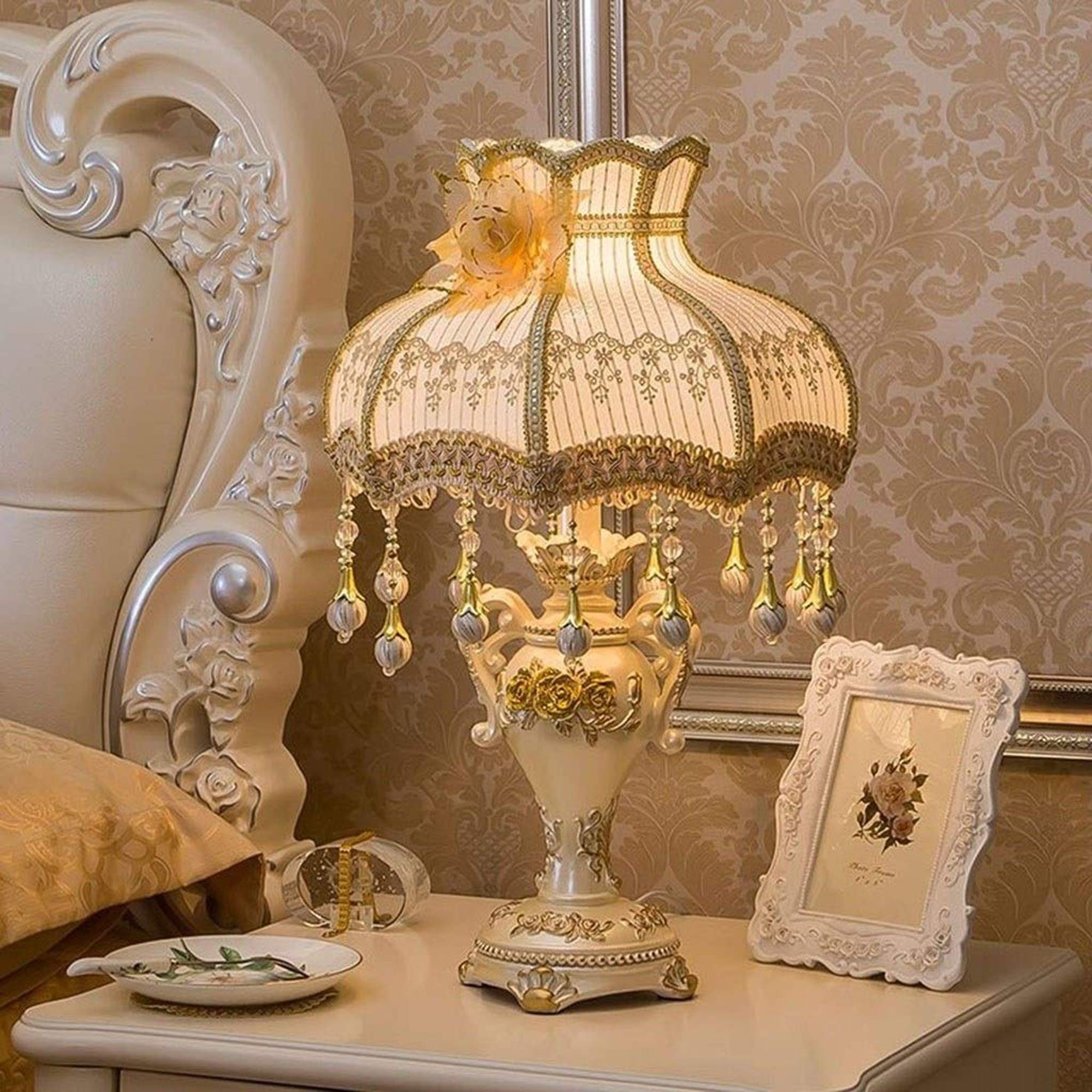 13-Inch Traditional Asian Table Lamp with Fabric Shade - 21