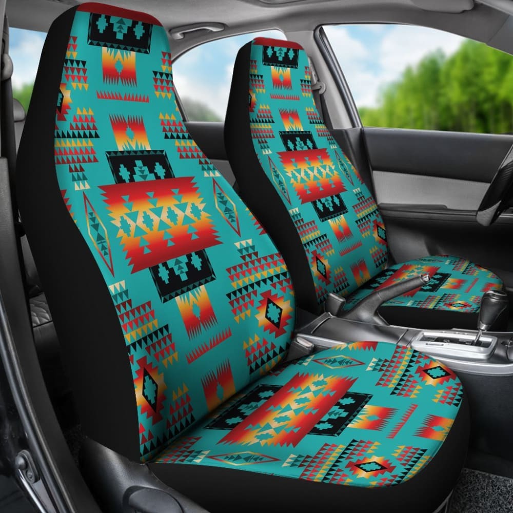 Blue Native American Tribal Pattern Car Seat Covers - Waterproof & Non-Slip for Trucks, SUVs, and Cars | Perfect for Road Trips, Camping, and Daily Commutes