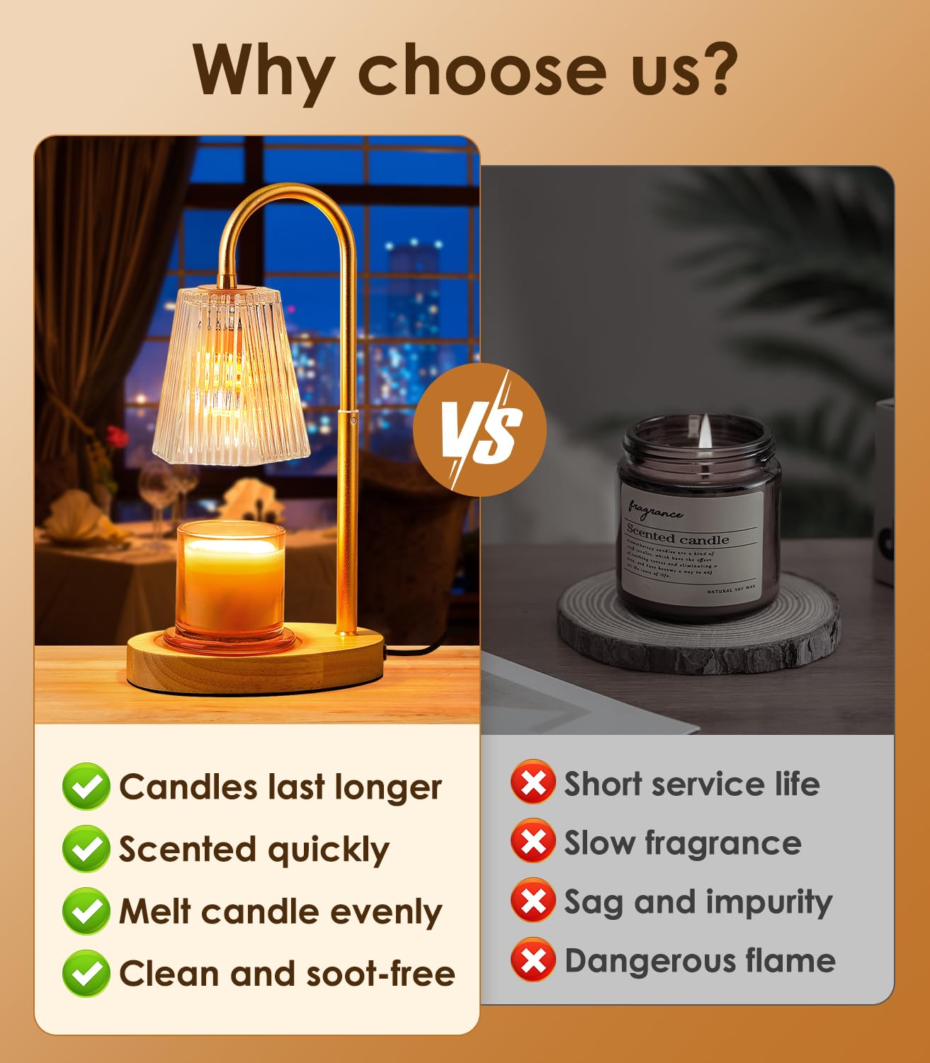 Electric Candle Warmer Lamp with Adjustable Height & Timer - Modern Wax Melt Warmer for Home Fragrance, Bedroom & Living Room Decor - Perfect for Relaxation, Aromatherapy & Cozy Ambiance