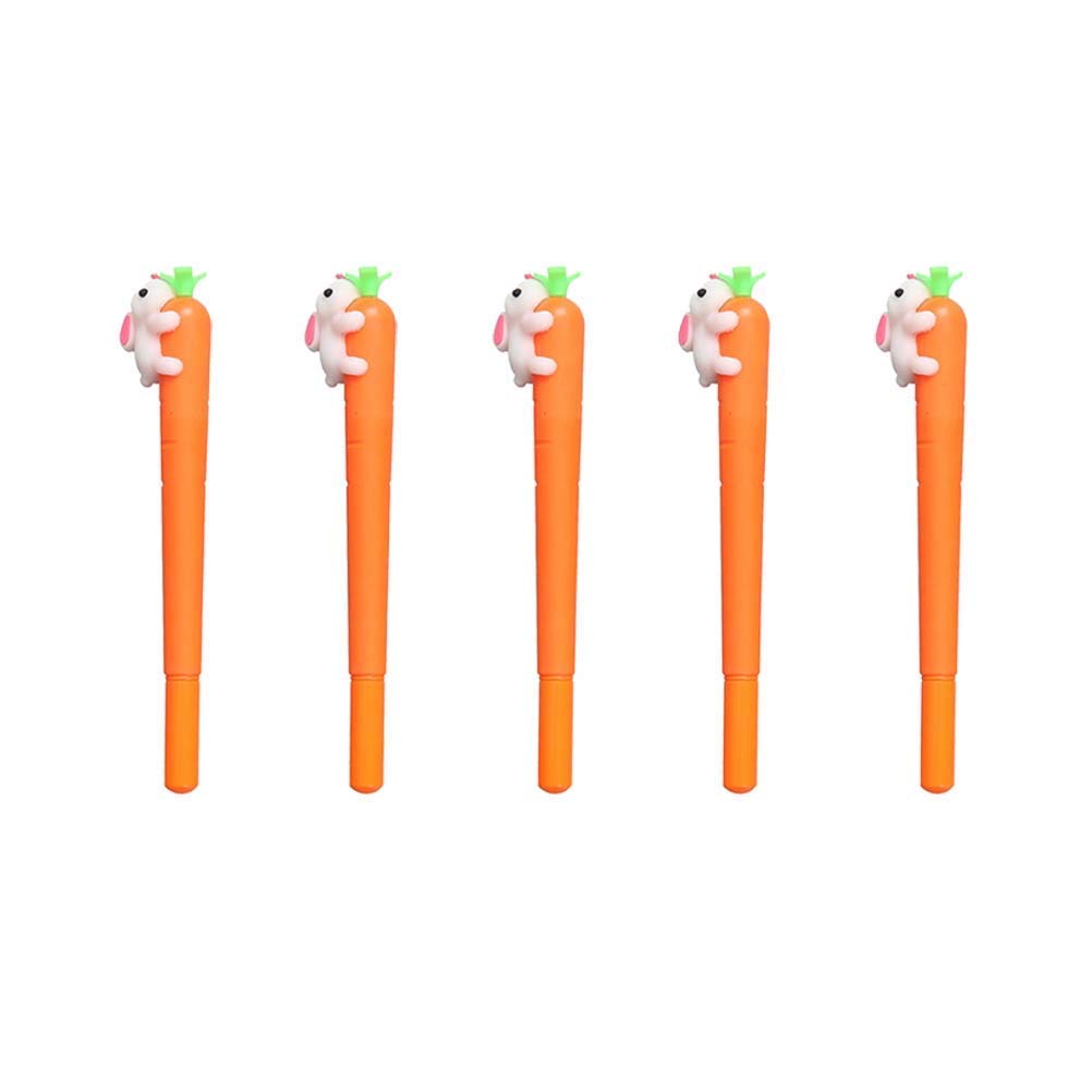 BinaryABC Carrot Bunny Rabbit Gel Ink Pens - 5Pcs Set, Cute Easter Gifts & Party Decorations for Kids, Office, School Supplies, and Spring Festival Celebrations