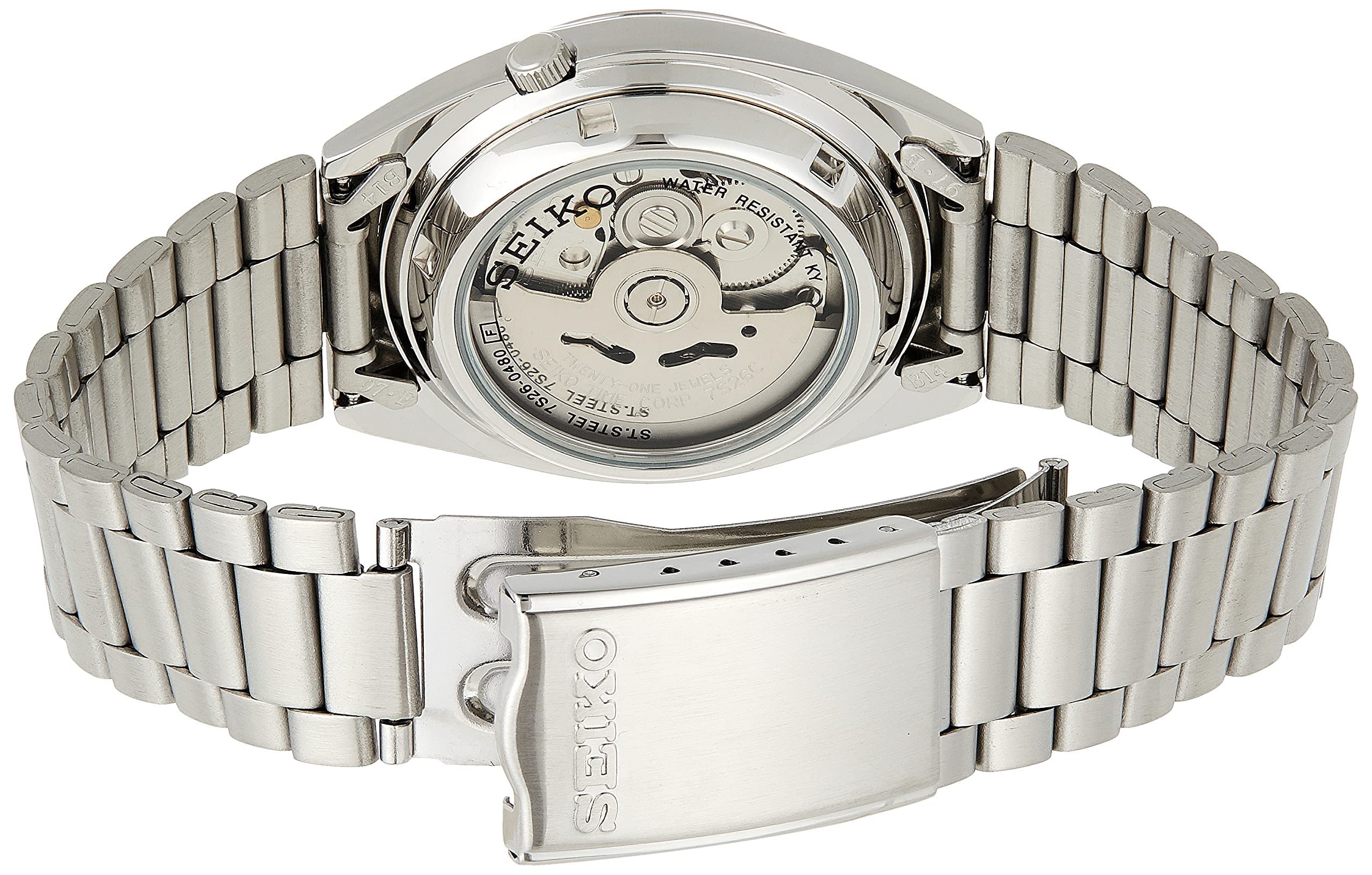 Seiko 5 Automatic Men's Watch - Stainless Steel Case & Bracelet, Day-Date Display, Water Resistant - Perfect for Business, Casual Wear & Outdoor Activities