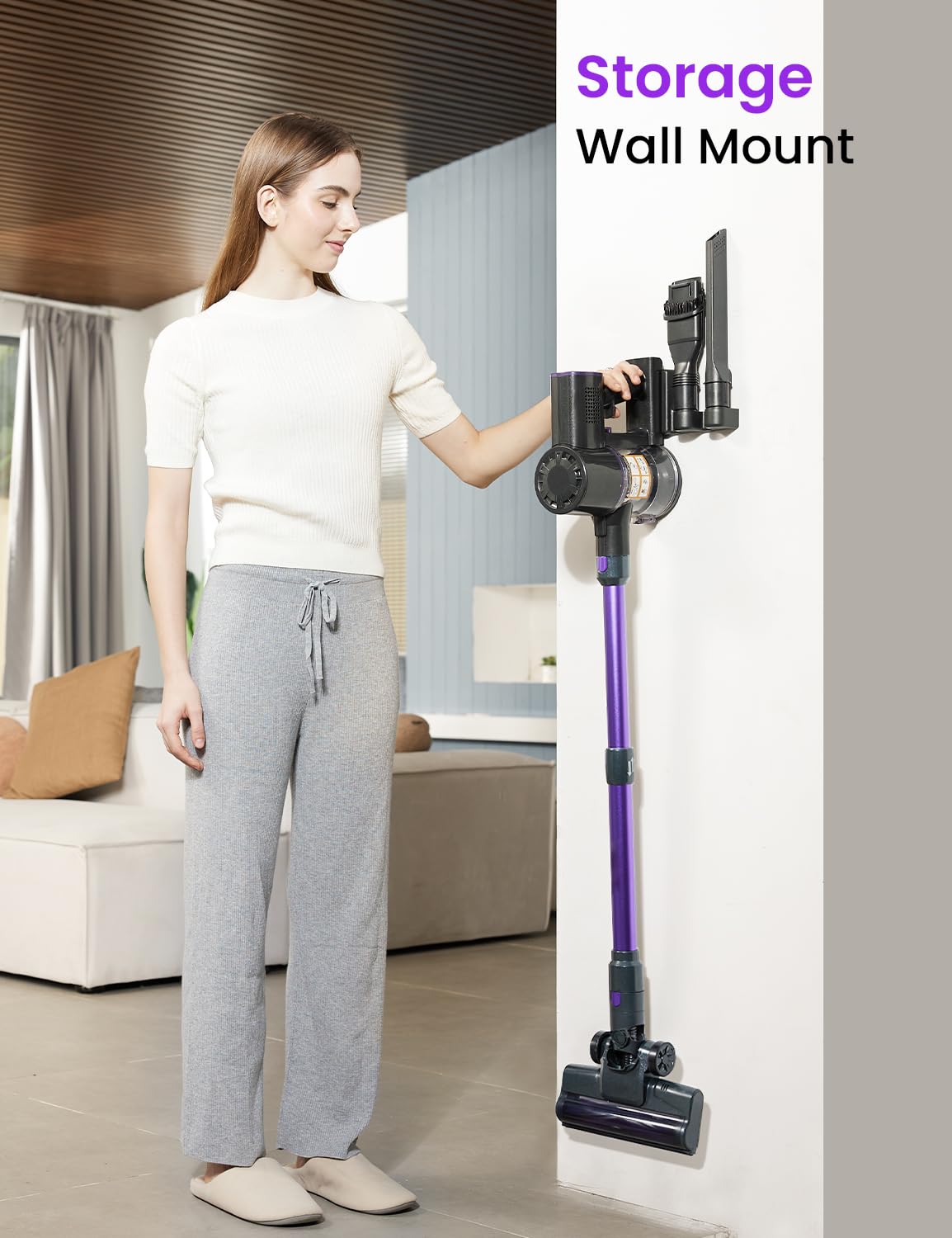 V8PRO Cordless Vacuum Cleaner - 25Kpa Stick Vacuum for Hardwood Floors & Pet Hair, 35Min Runtime, Self-Standing Design | Perfect for Home Cleaning
