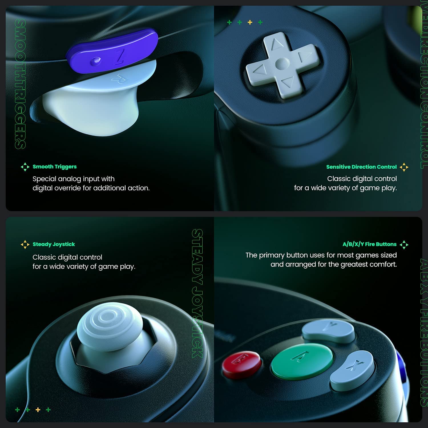 Arrocent GC Controller - Wired USB Gamecube Controller for Nintendo Switch, PC Windows 7/8/10 - Replacement Game Cube Controller (Black) | Perfect for Super Smash Bros, Mario Kart & Retro Gaming