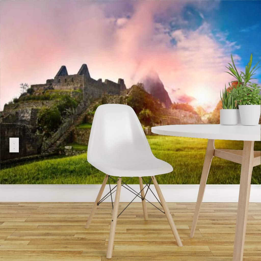 Machu Picchu Sunrise Stone Ruins Wall Mural - Peel & Stick Self-Adhesive Wallpaper - Large Removable Vinyl Wall Sticker for Living Room, Bedroom, Office Decor | Easy DIY Home Improvement
